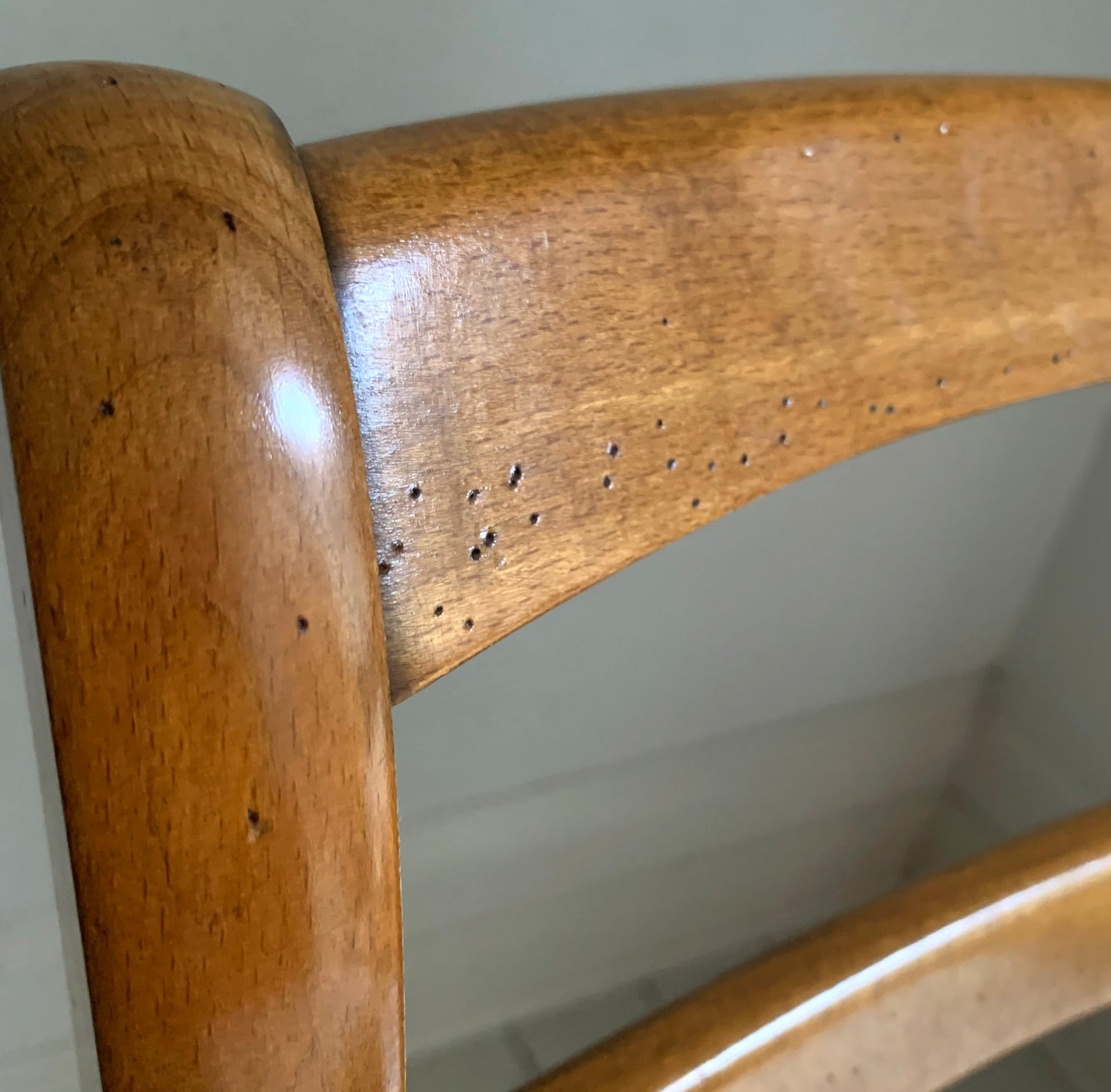 Vintage French Folding Wooden & Rattan Chair by Grange