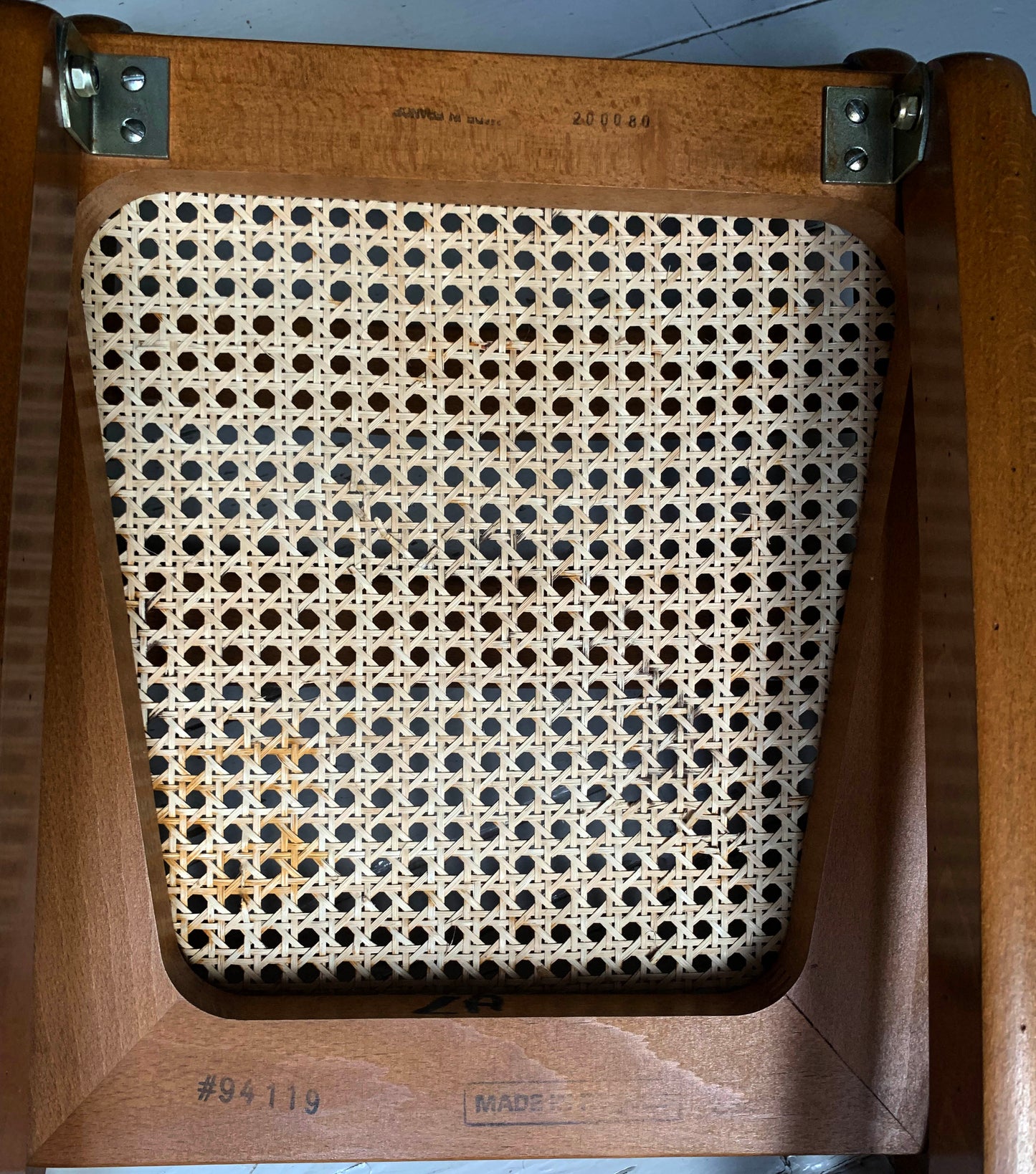 Vintage French Folding Wooden & Rattan Chair by Grange