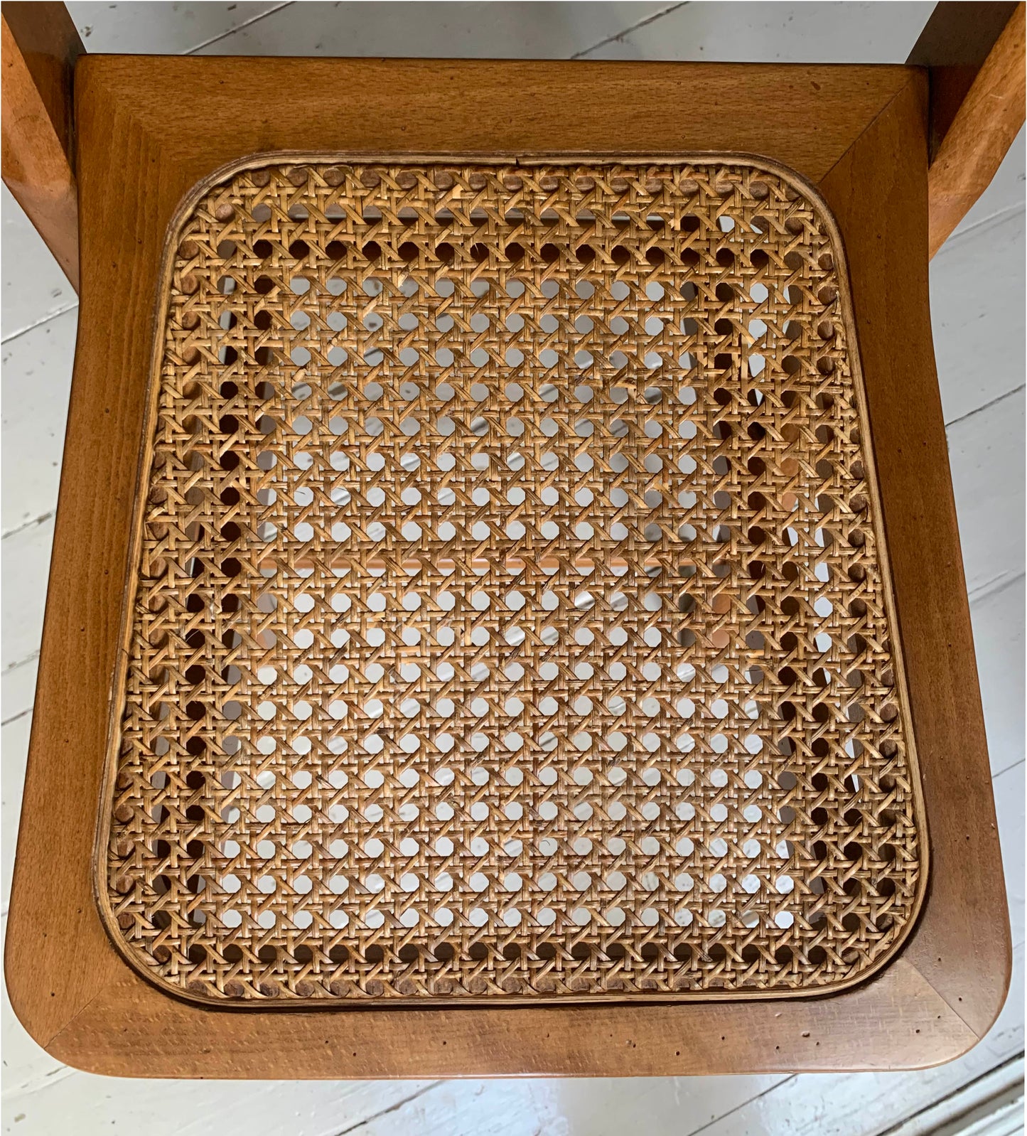 Vintage French Folding Wooden & Rattan Chair by Grange