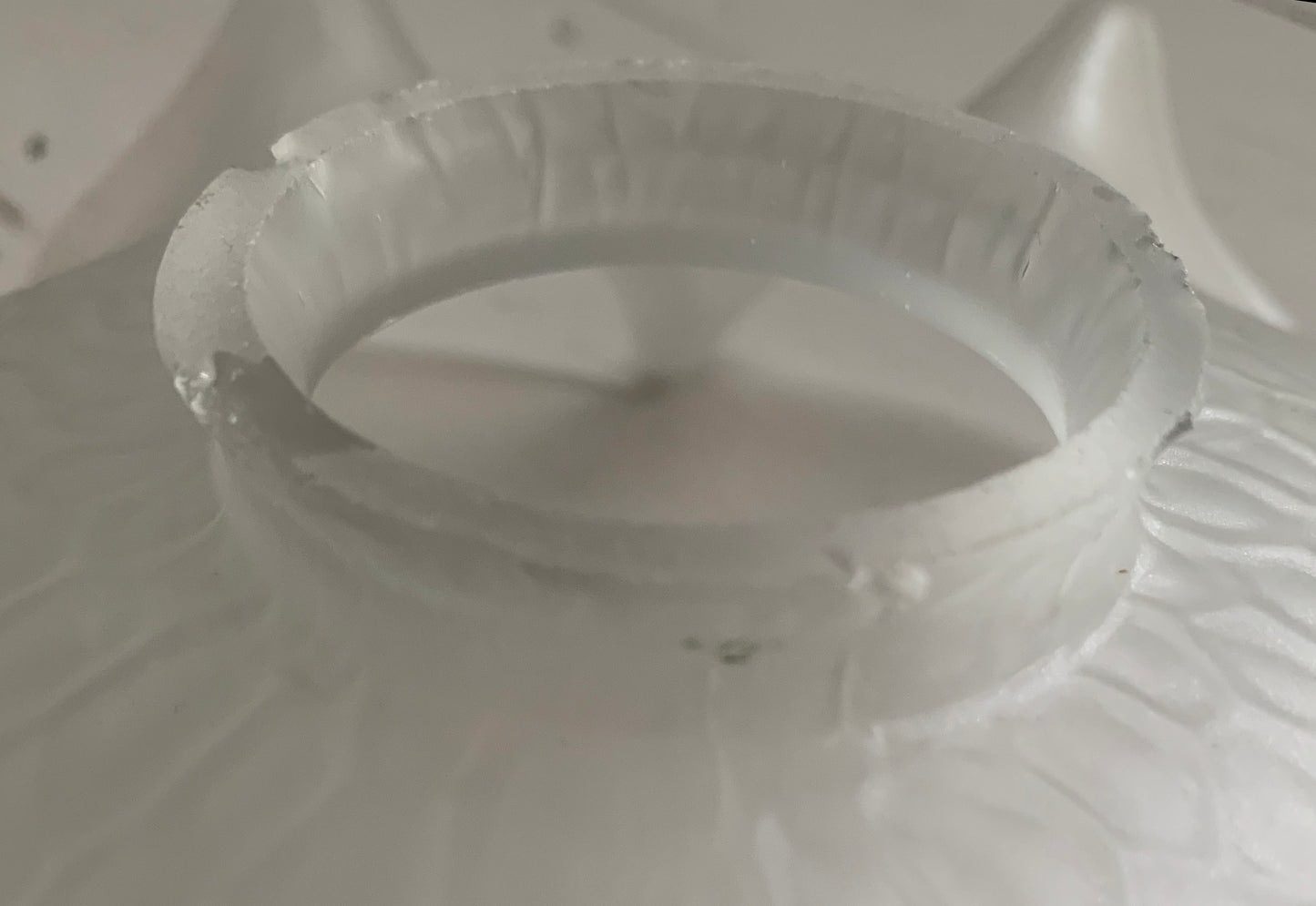 Vintage French White Opaque Glass Frilly Ceiling Pendant Light Shade - Tortoise