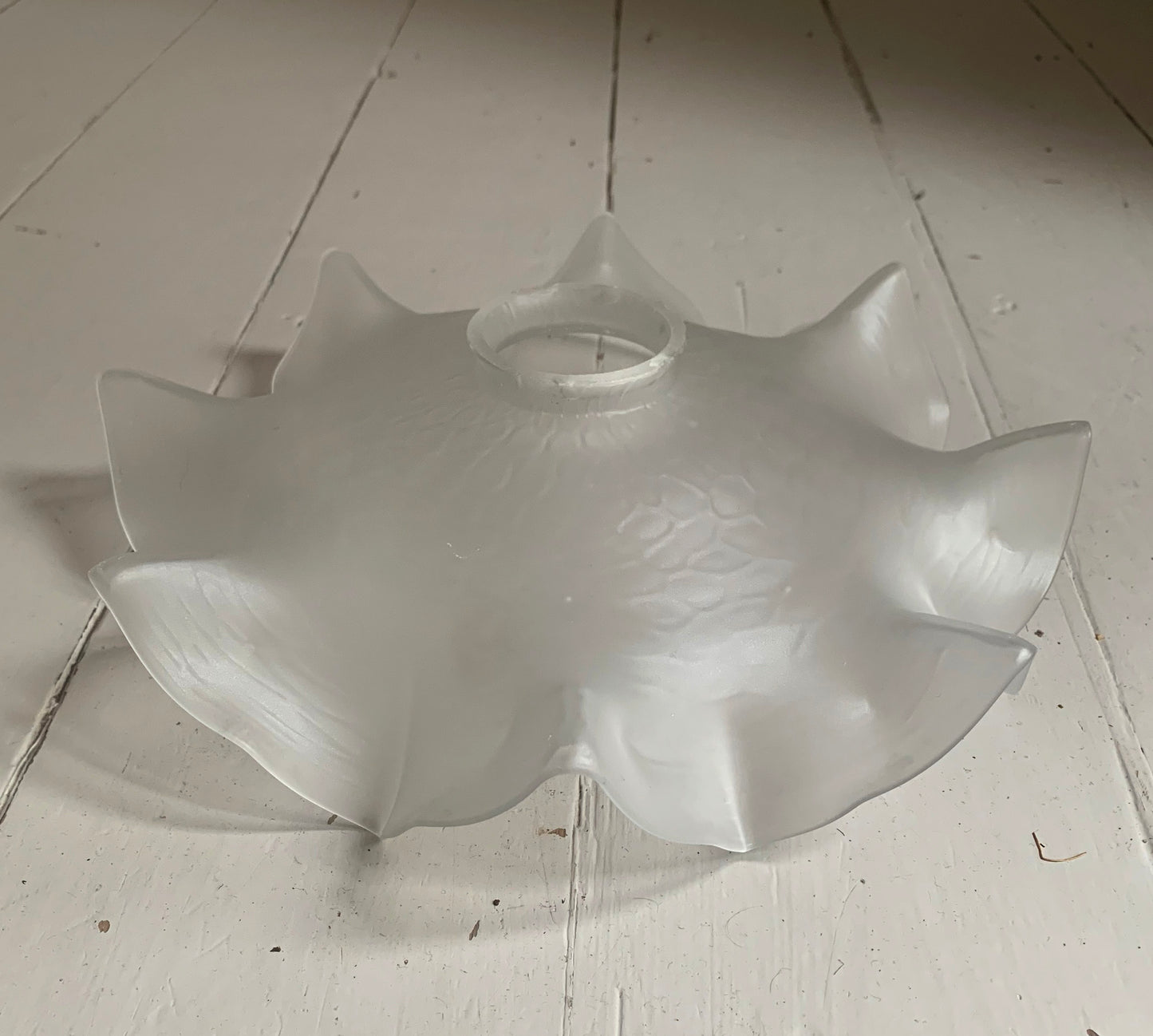 Vintage French White Opaque Glass Frilly Ceiling Pendant Light Shade - Tortoise