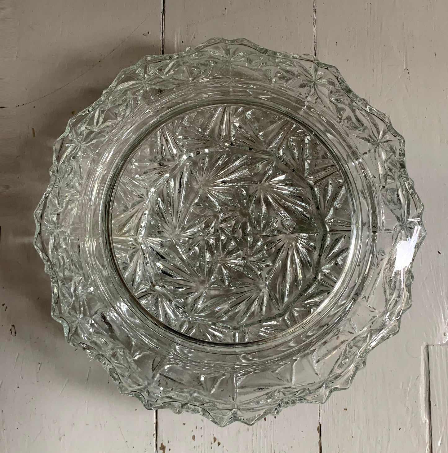 Vintage French Textured Round Glass Ceiling / Wall Light Shade