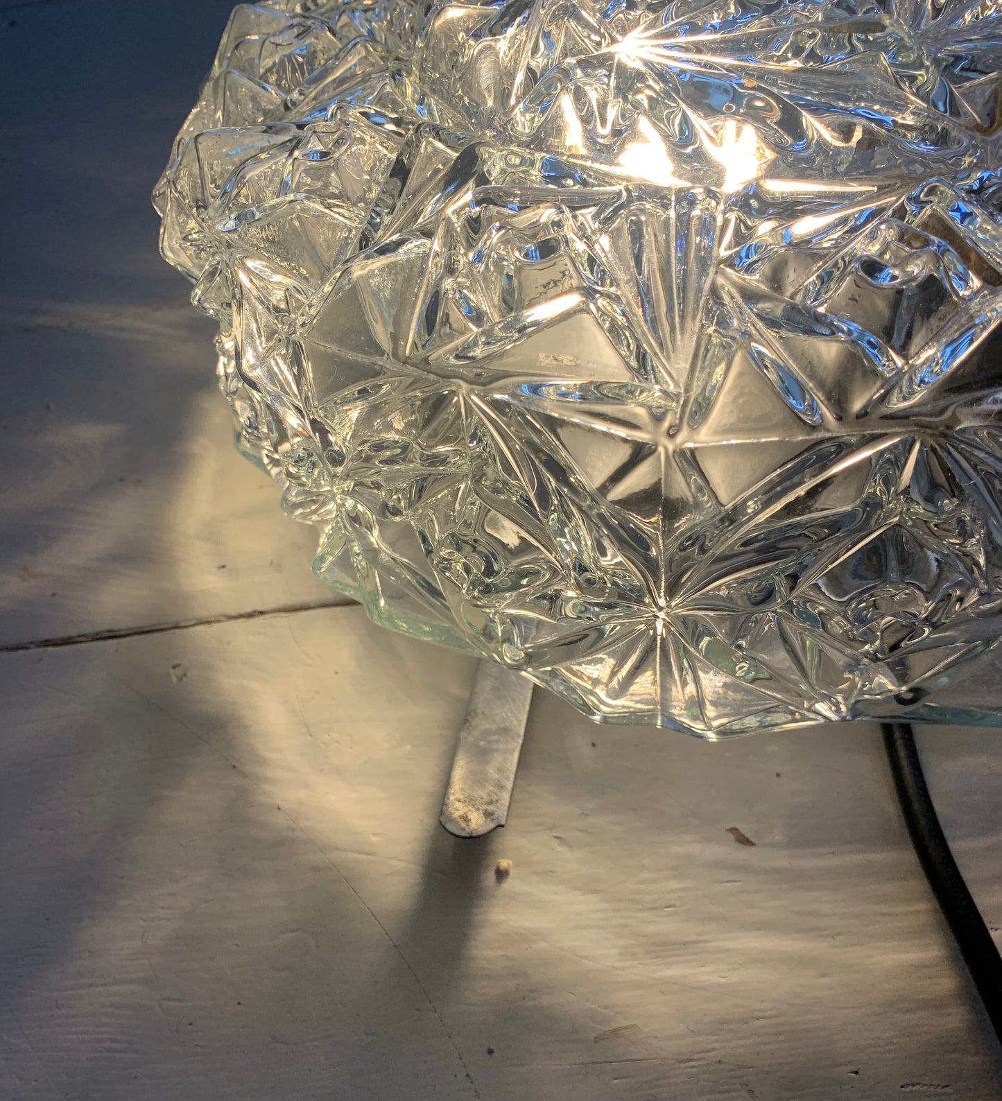 Vintage French Textured Round Glass Ceiling / Wall Light Shade