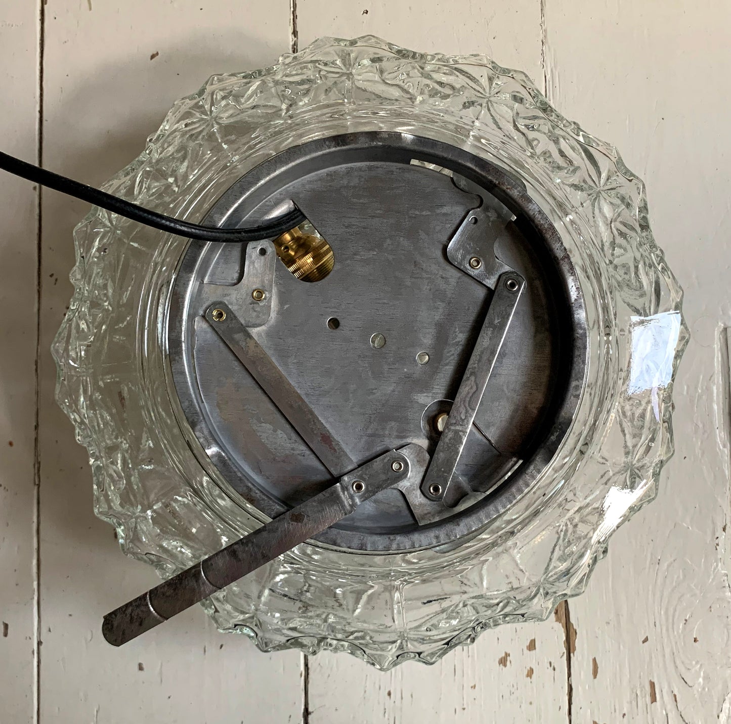 Vintage French Textured Round Glass Ceiling / Wall Light Shade