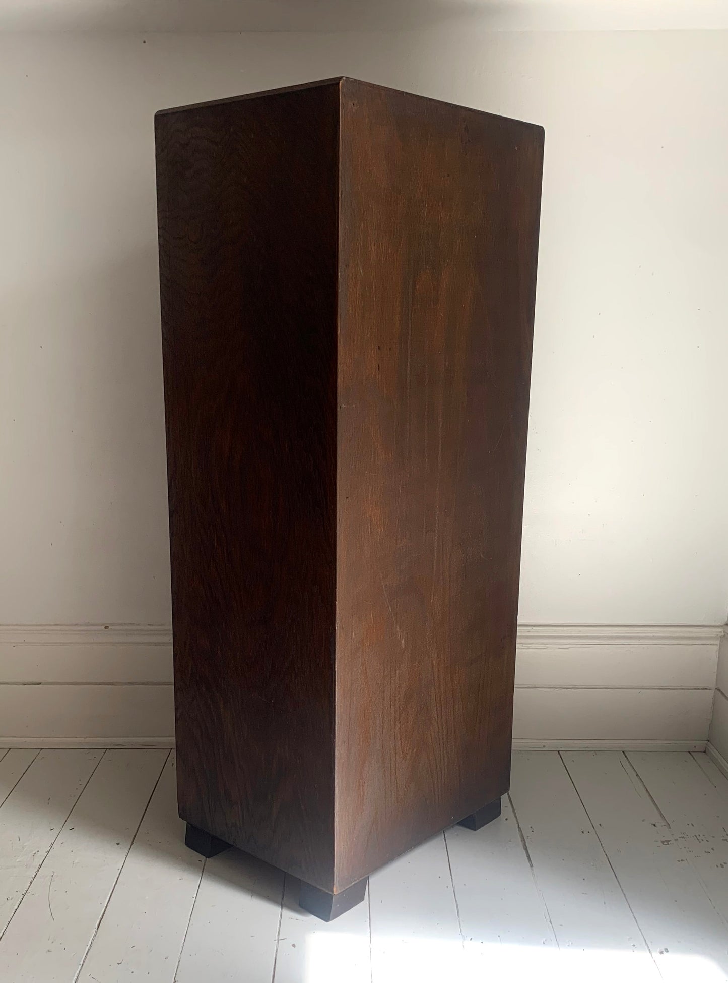 Vintage French Oak Tambour Free Standing Filing Cabinet With Pull Out Shelves