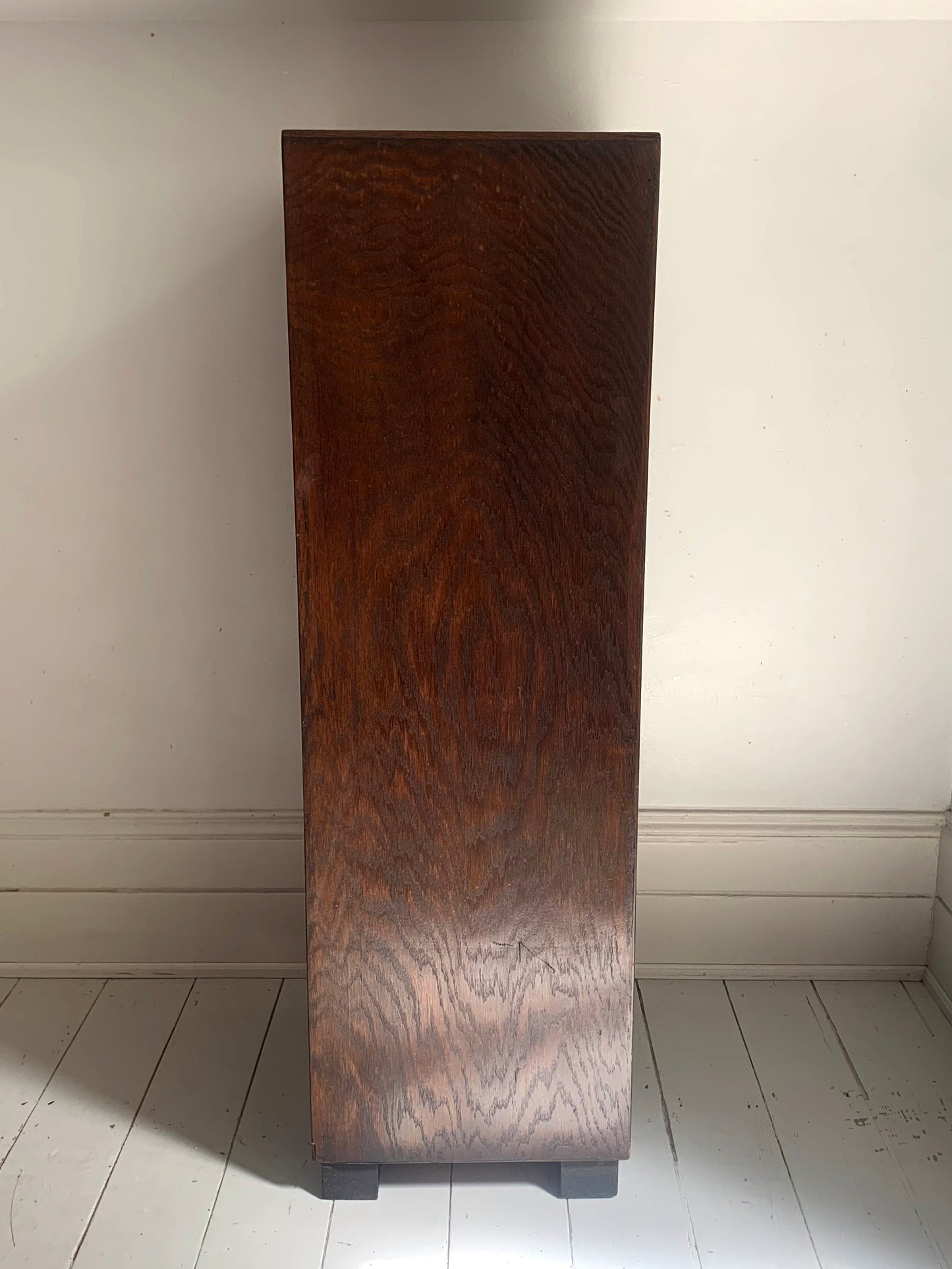 Vintage French Oak Tambour Free Standing Filing Cabinet With Pull Out Shelves