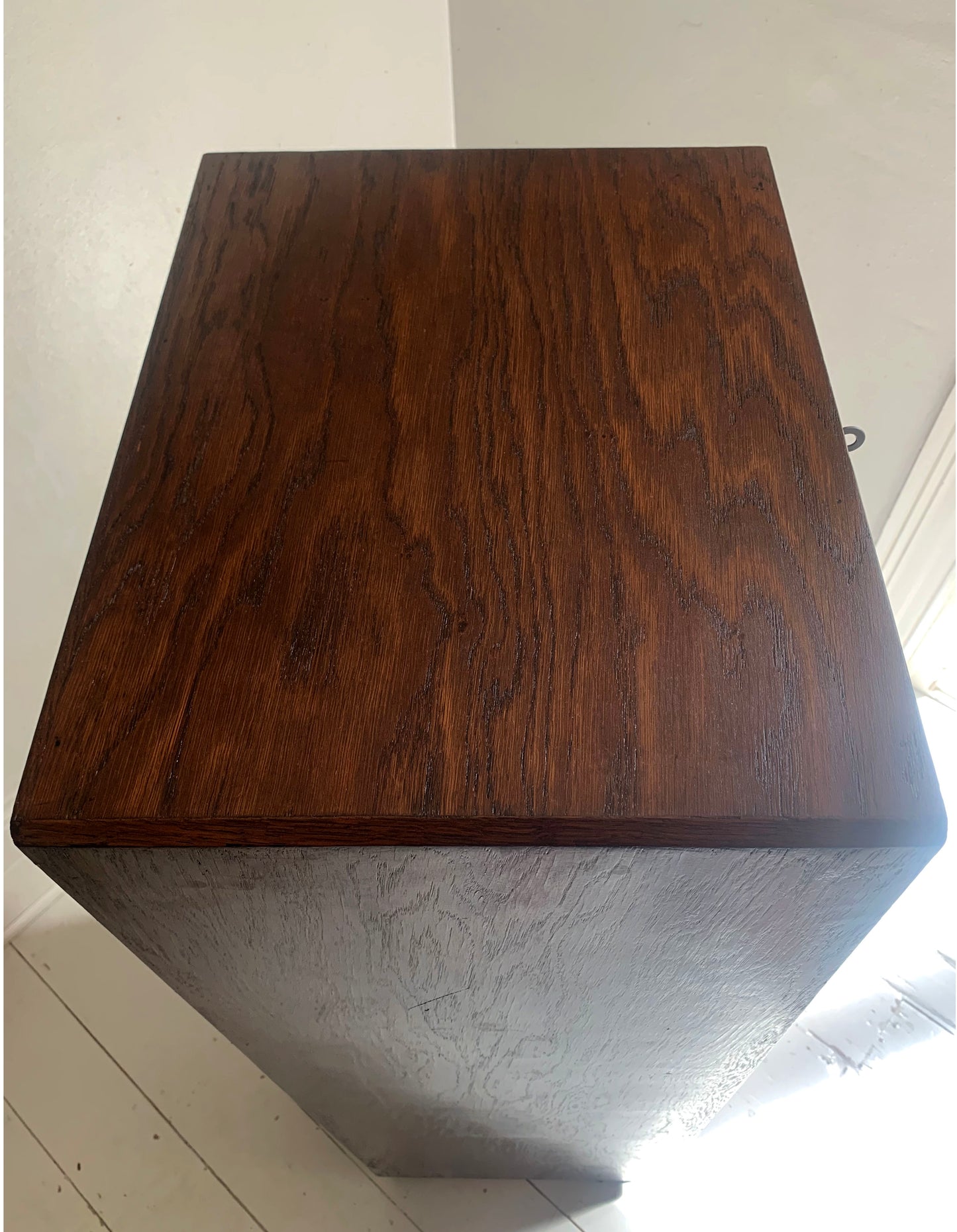 Vintage French Oak Tambour Free Standing Filing Cabinet With Pull Out Shelves