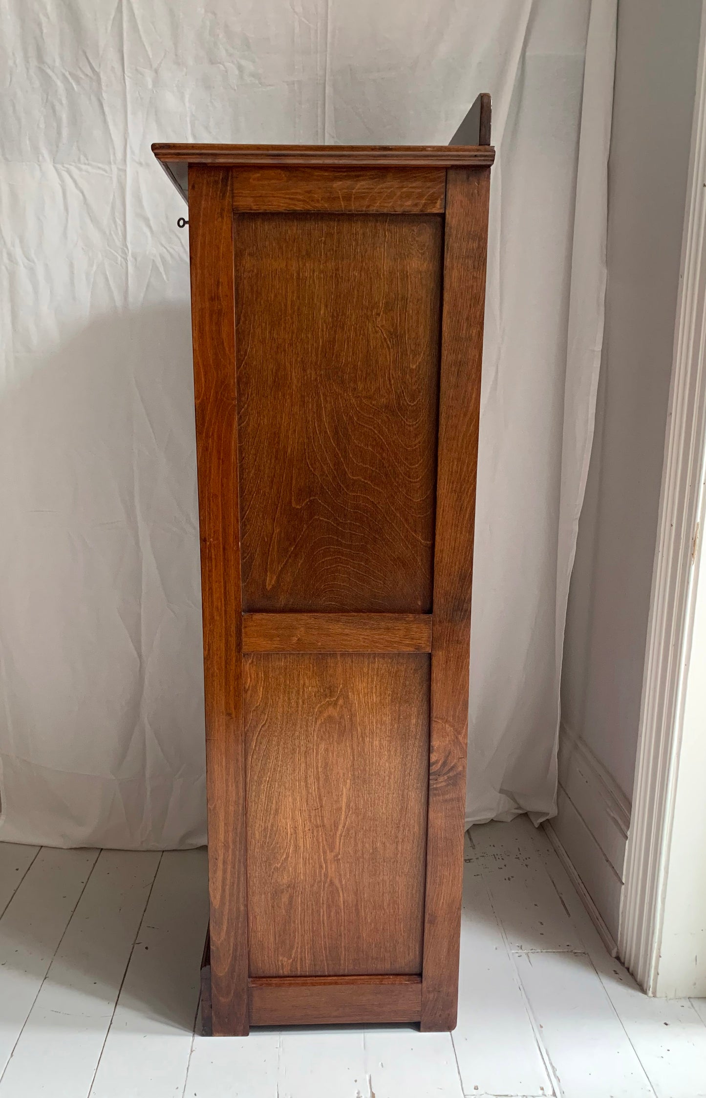 Vintage French Oak Tambour Free Standing Filing Cabinet With Pull Out Shelves