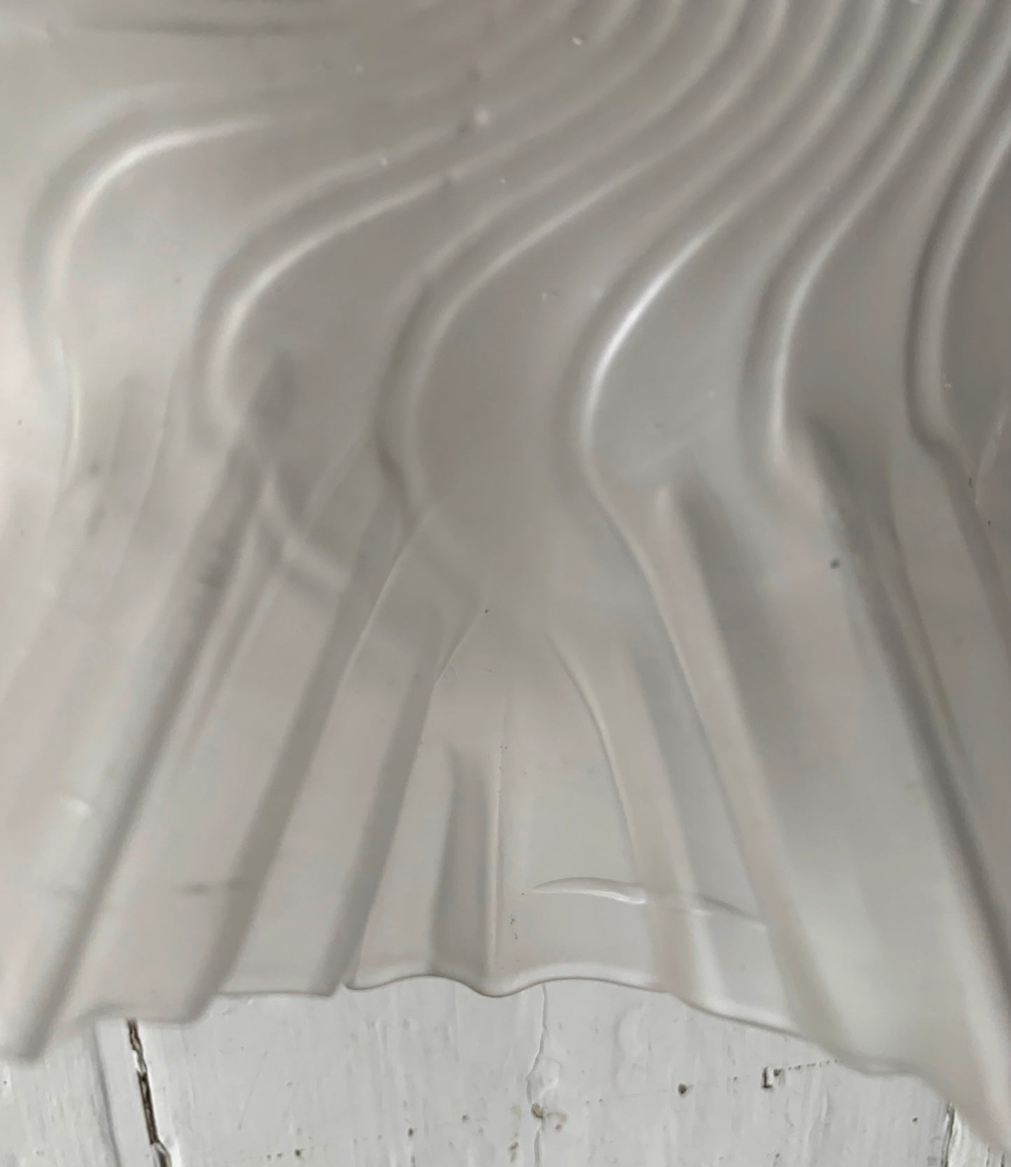 Vintage French White Opaque Glass Frilly Ceiling Pendant Light Shade