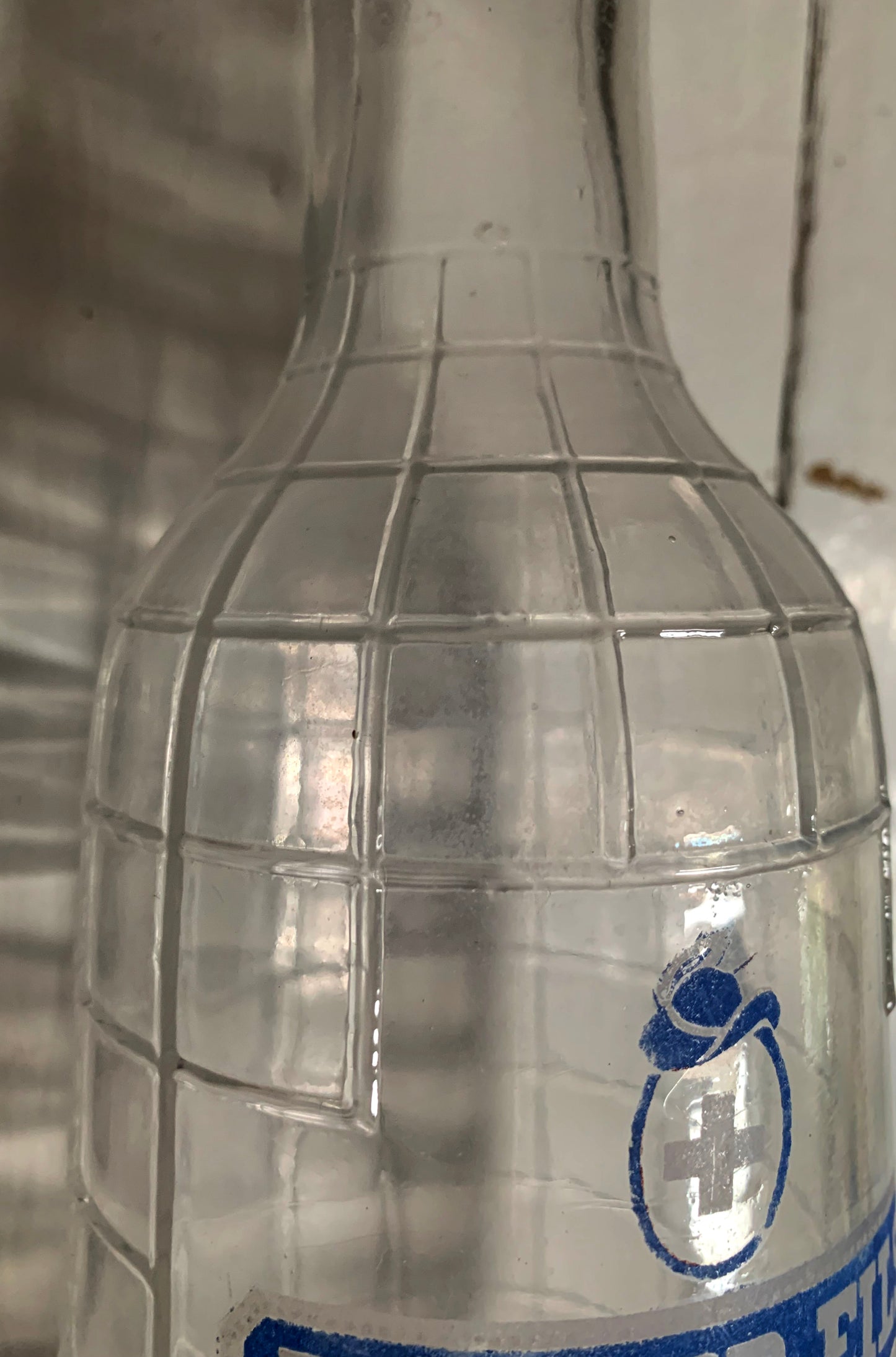 Vintage French Pernod Fills Clear Grid Glass Water Bottle / Decanter / Carafe