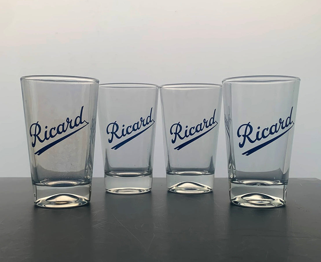 4 x Vintage French 'Ricard' Tumbler / Glasses Set - Perfect for Aperitifs /Water