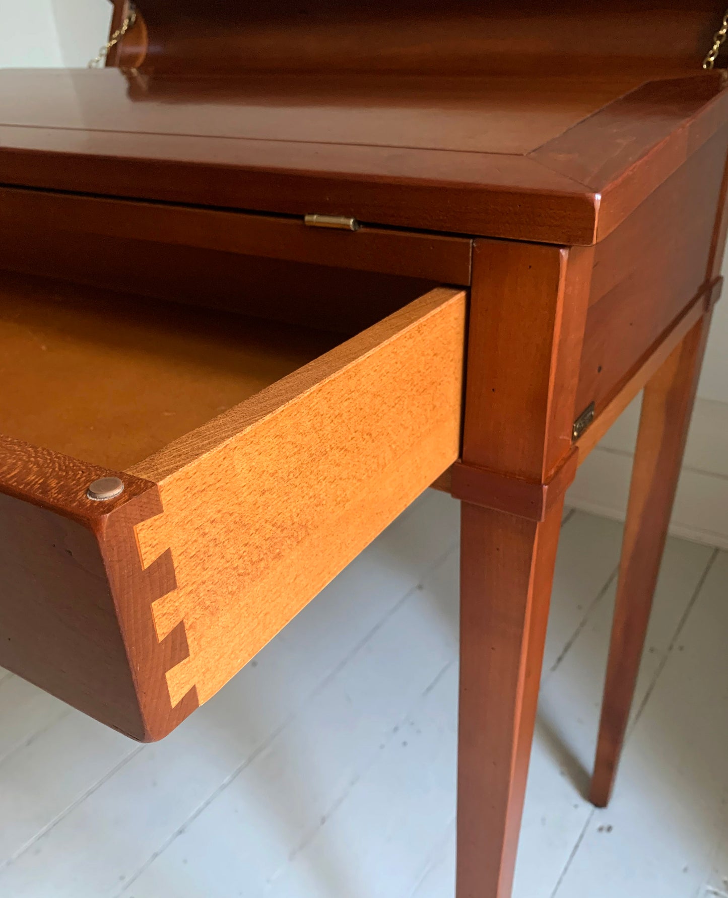 Vintage French Writing Desk by Grange, Leather Top Possibly Cherry Wood