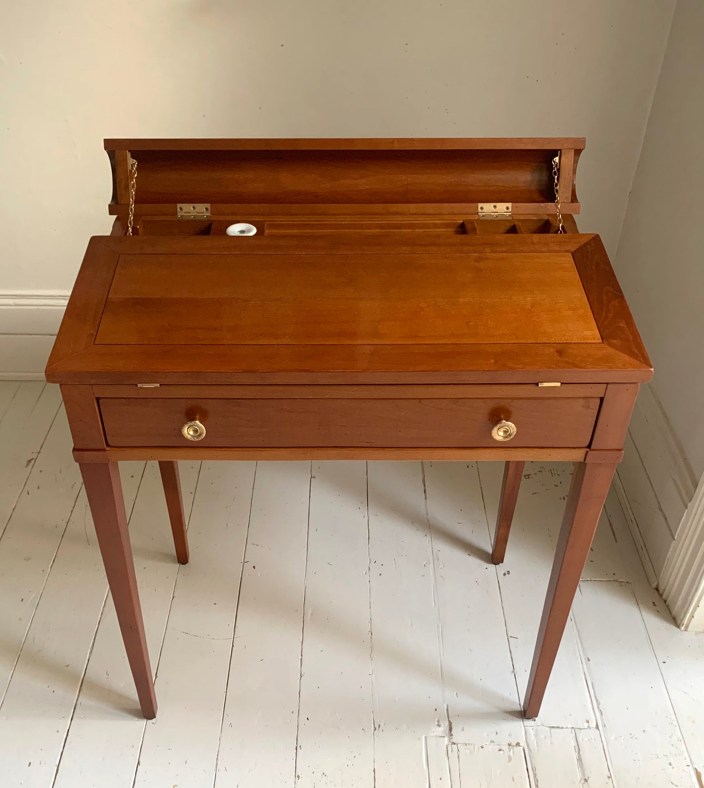Vintage French Writing Desk by Grange, Leather Top Possibly Cherry Wood