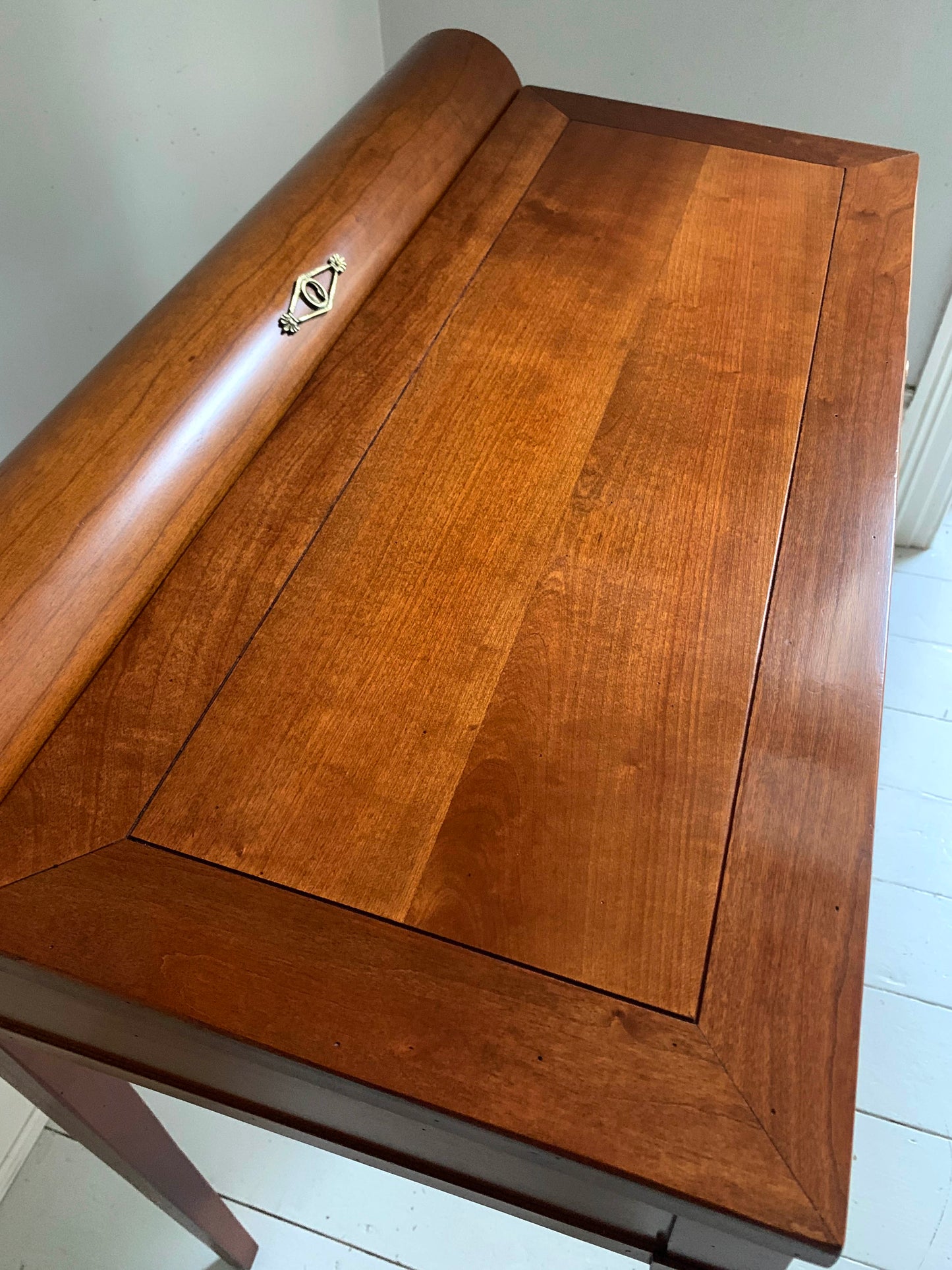 Vintage French Writing Desk by Grange, Leather Top Possibly Cherry Wood