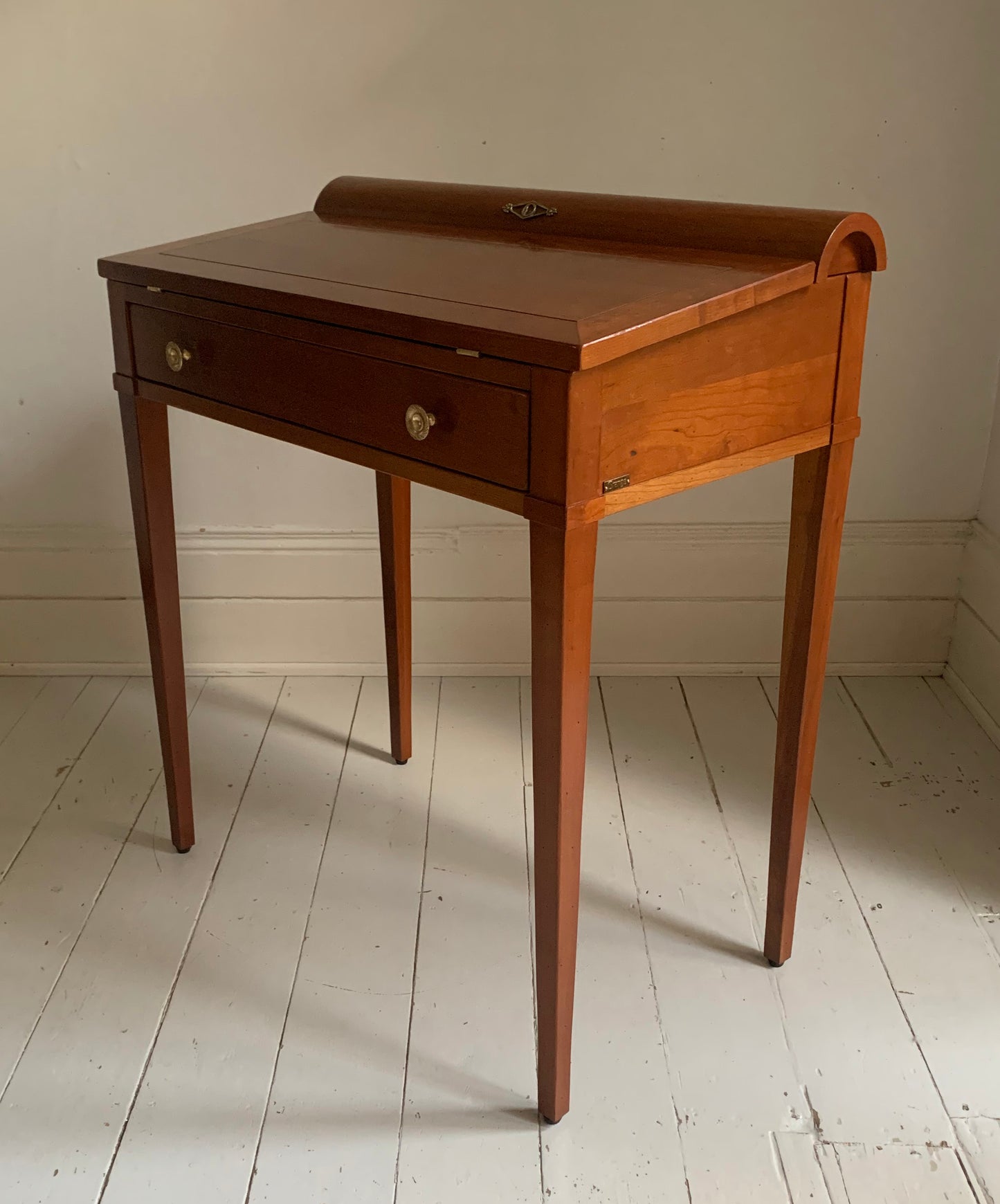 Vintage French Writing Desk by Grange, Leather Top Possibly Cherry Wood