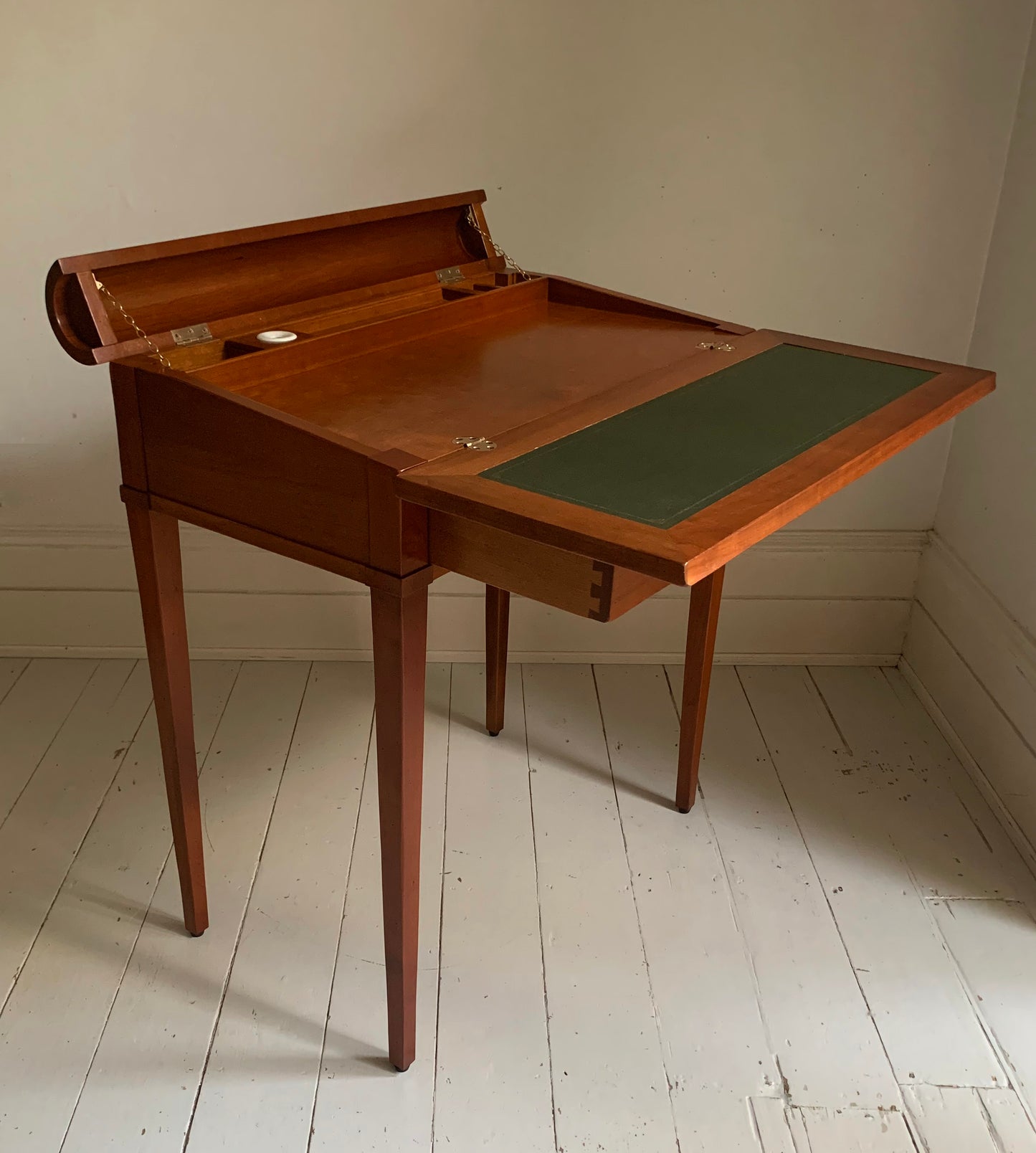 Vintage French Writing Desk by Grange, Leather Top Possibly Cherry Wood