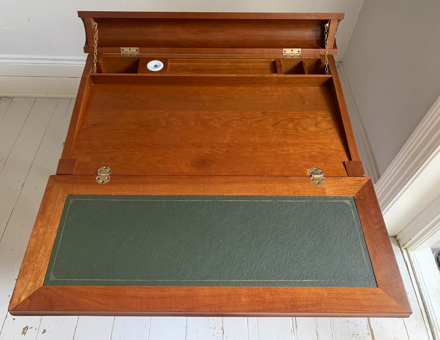 Vintage French Writing Desk by Grange, Leather Top Possibly Cherry Wood