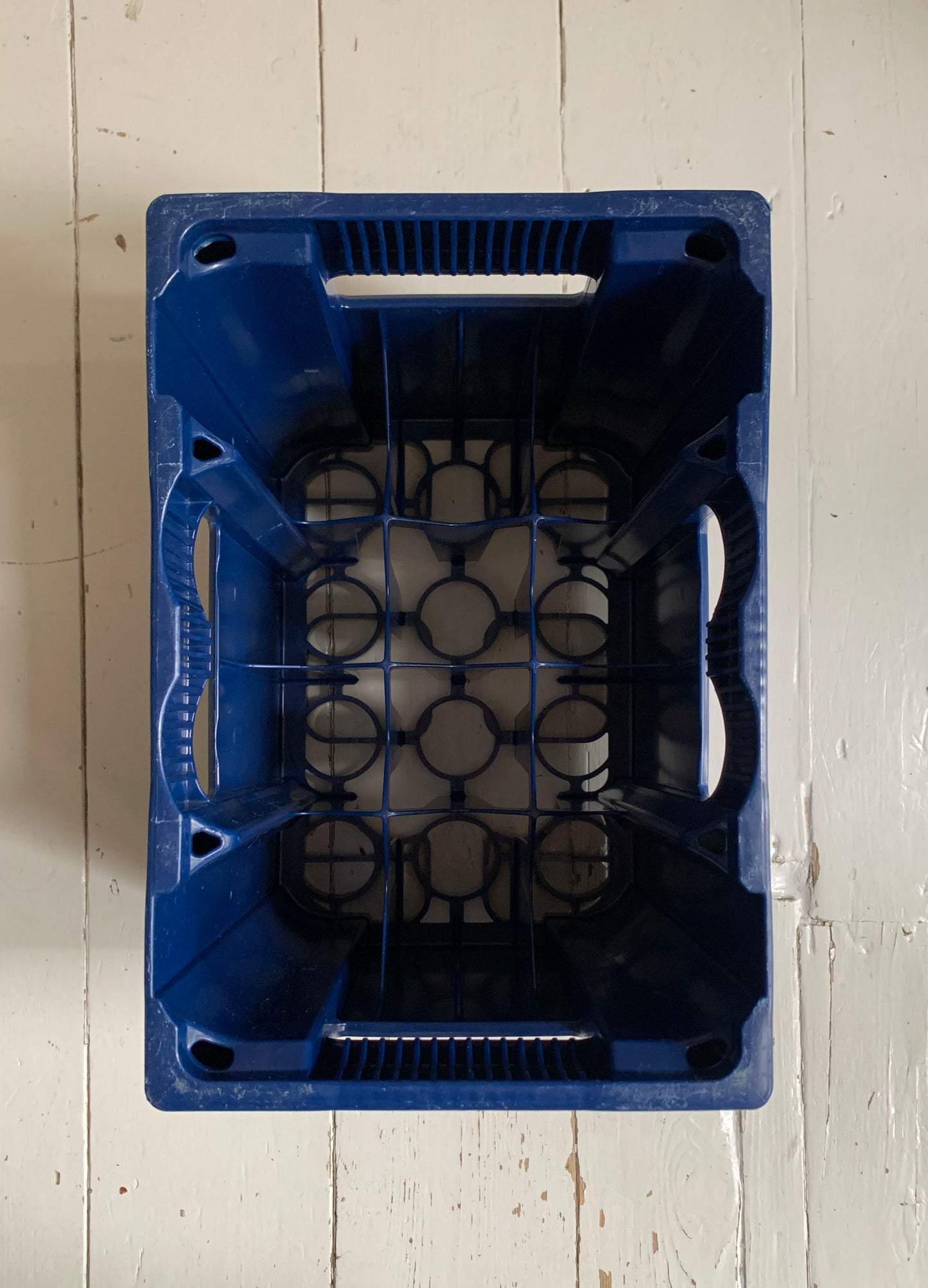 Vintage German Bionade Dark Blue Plastic Stackable Crate - 12 bottle holder