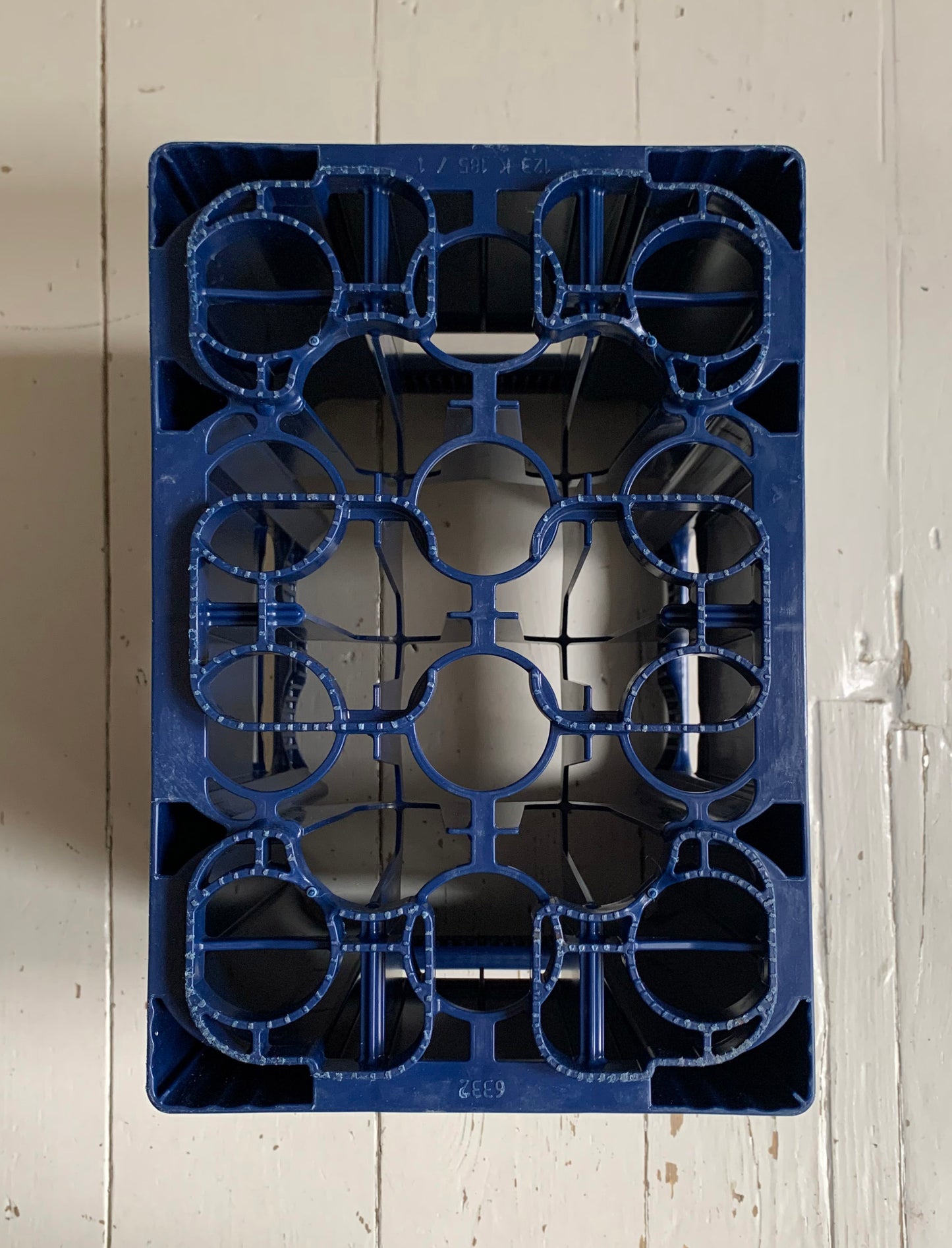 Vintage German Bionade Dark Blue Plastic Stackable Crate - 12 bottle holder