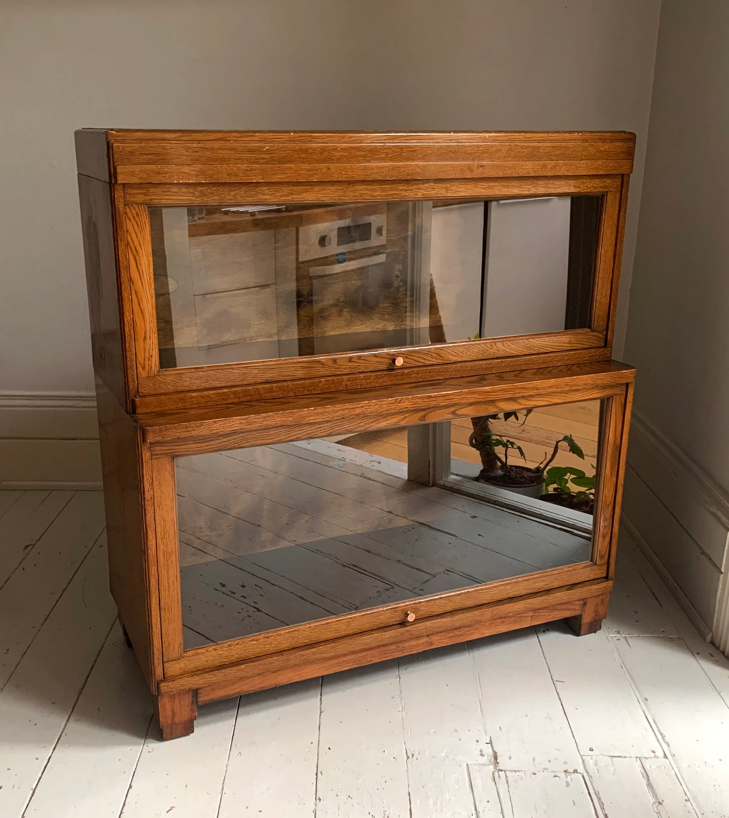 Antique Globe Wernicke Two-Tier Modular Barristers Stackable Bookcase