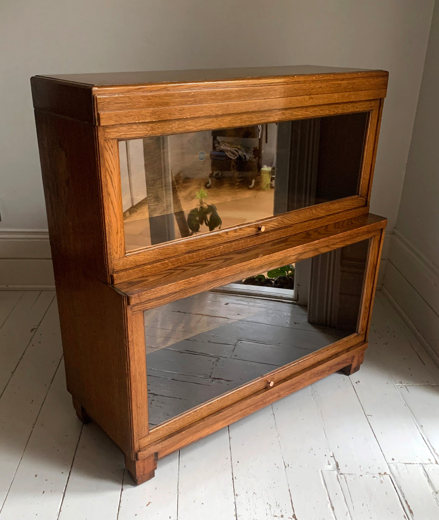 Antique Globe Wernicke Two-Tier Modular Barristers Stackable Bookcase