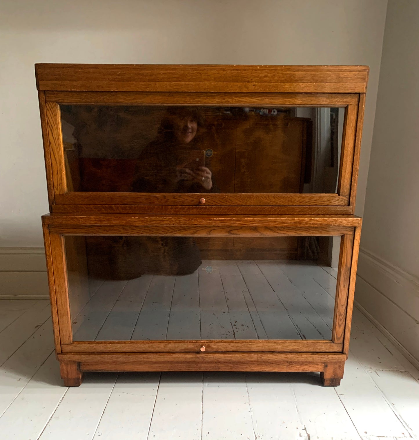 Antique Globe Wernicke Two-Tier Modular Barristers Stackable Bookcase