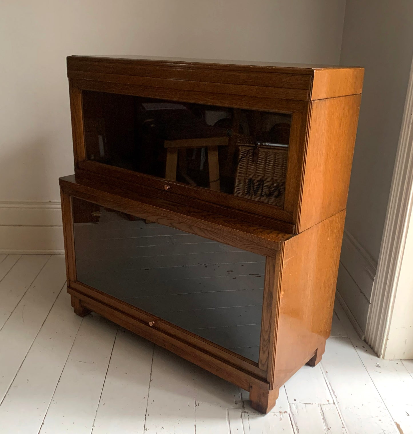 Antique Globe Wernicke Two-Tier Modular Barristers Stackable Bookcase
