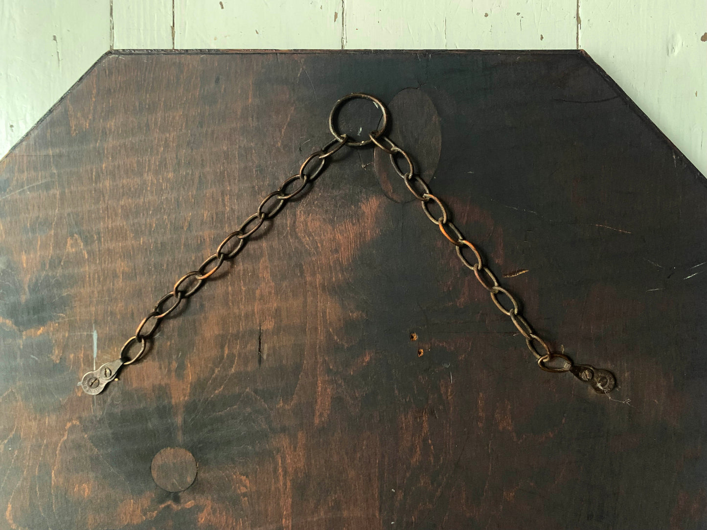 Vintage Hexagonal Mirror w/ Bevelled Glass & Narrow Wooden Frame, Portrait Style