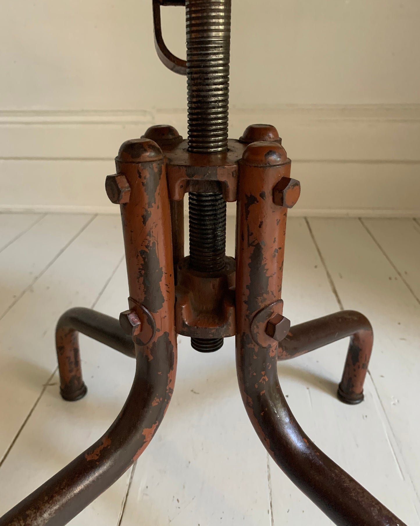 Vintage Industrial Machinist's / Factory / Dentist Chair - Red Vinyl