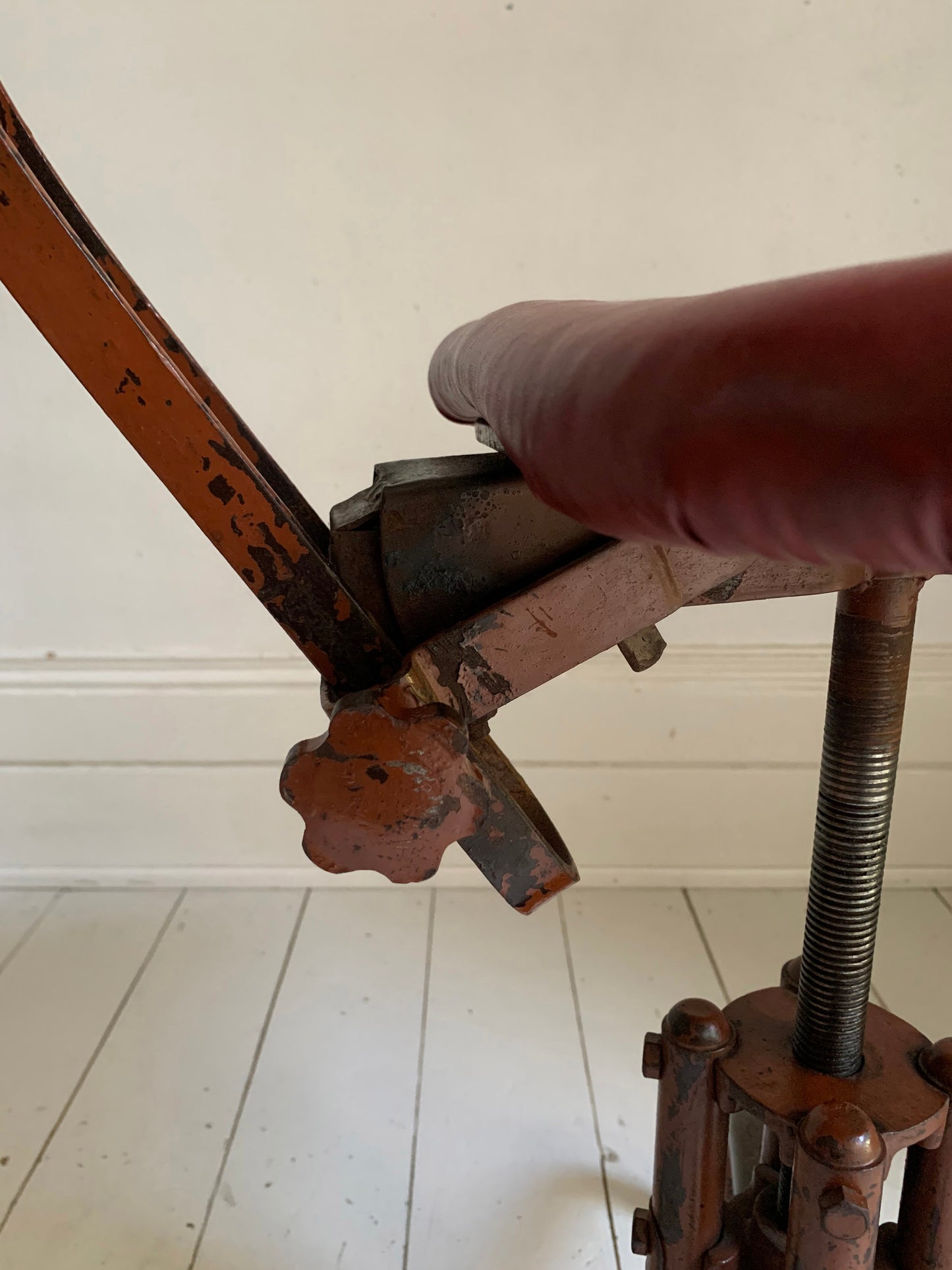 Vintage Industrial Machinist's / Factory / Dentist Chair - Red Vinyl