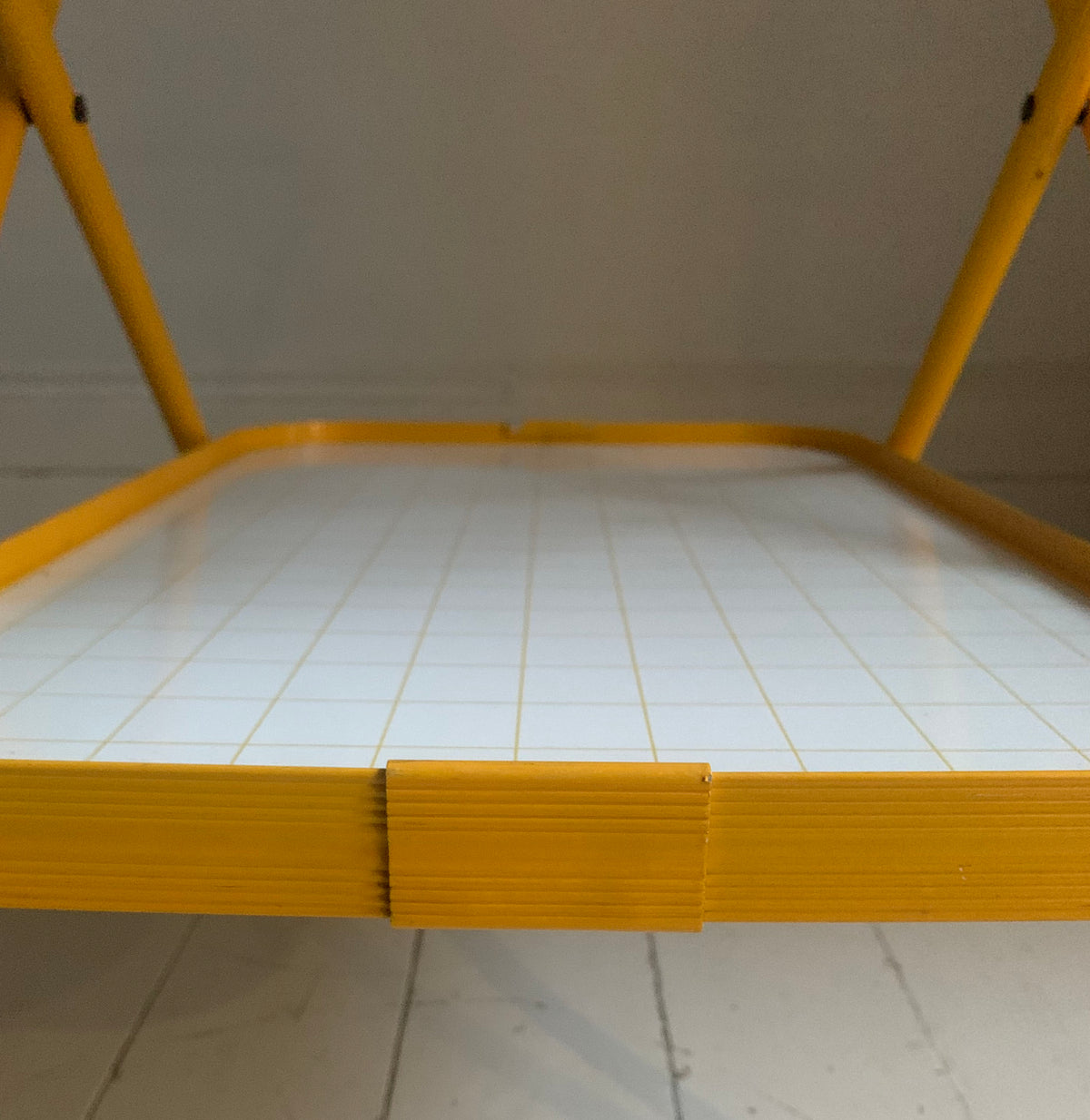 Vintage Bright Yellow Tubular Metal Folding Two Tier Drinks Trolley, Bar Cart