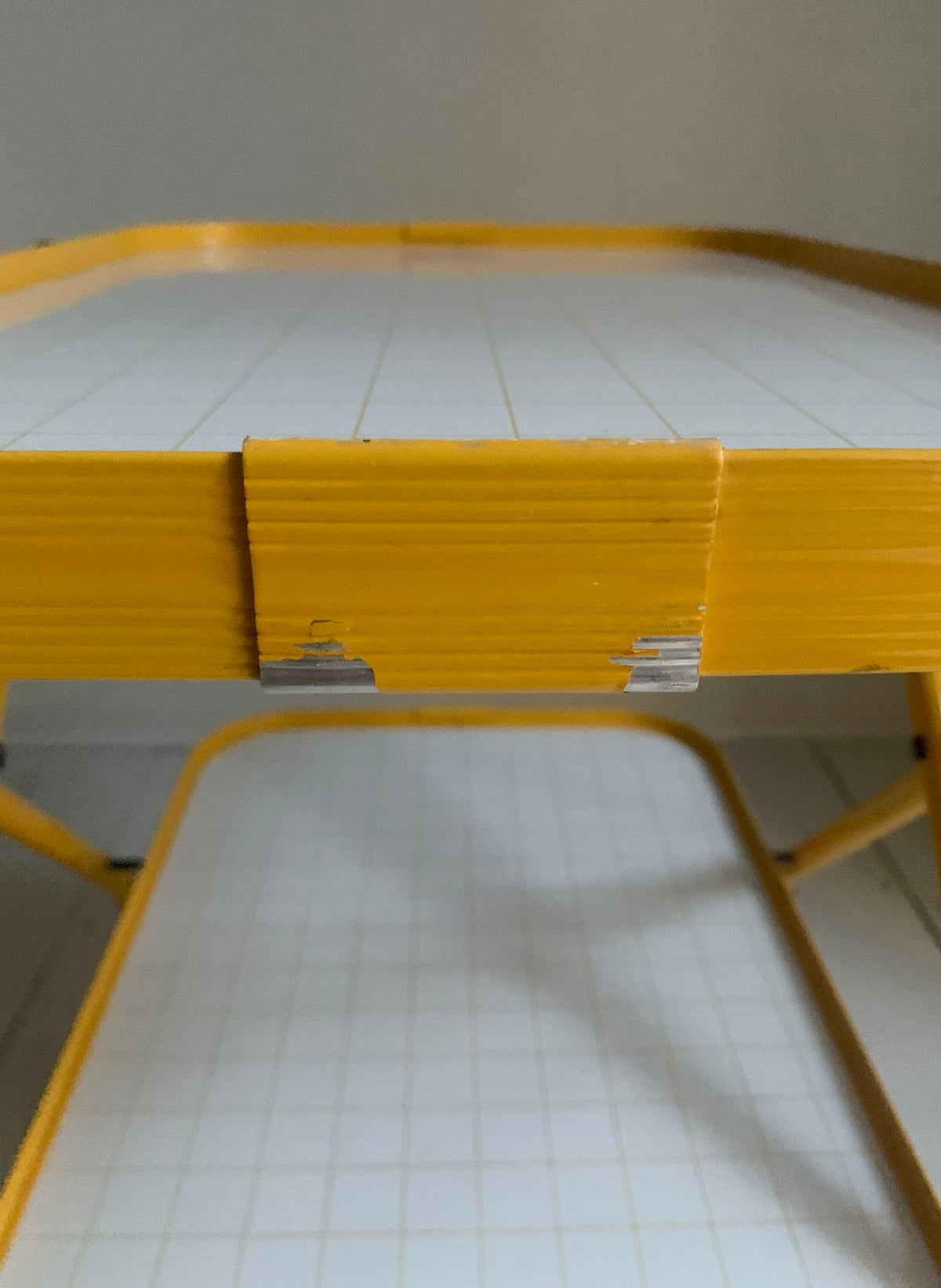 Vintage Bright Yellow Tubular Metal Folding Two Tier Drinks Trolley, Bar Cart