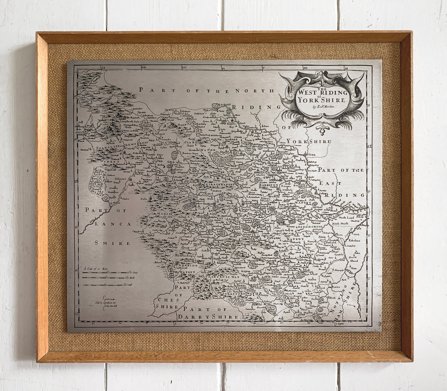 Vintage Map / West Riding Yorkshire / Printed On Steel / 1970's / Robert Morden