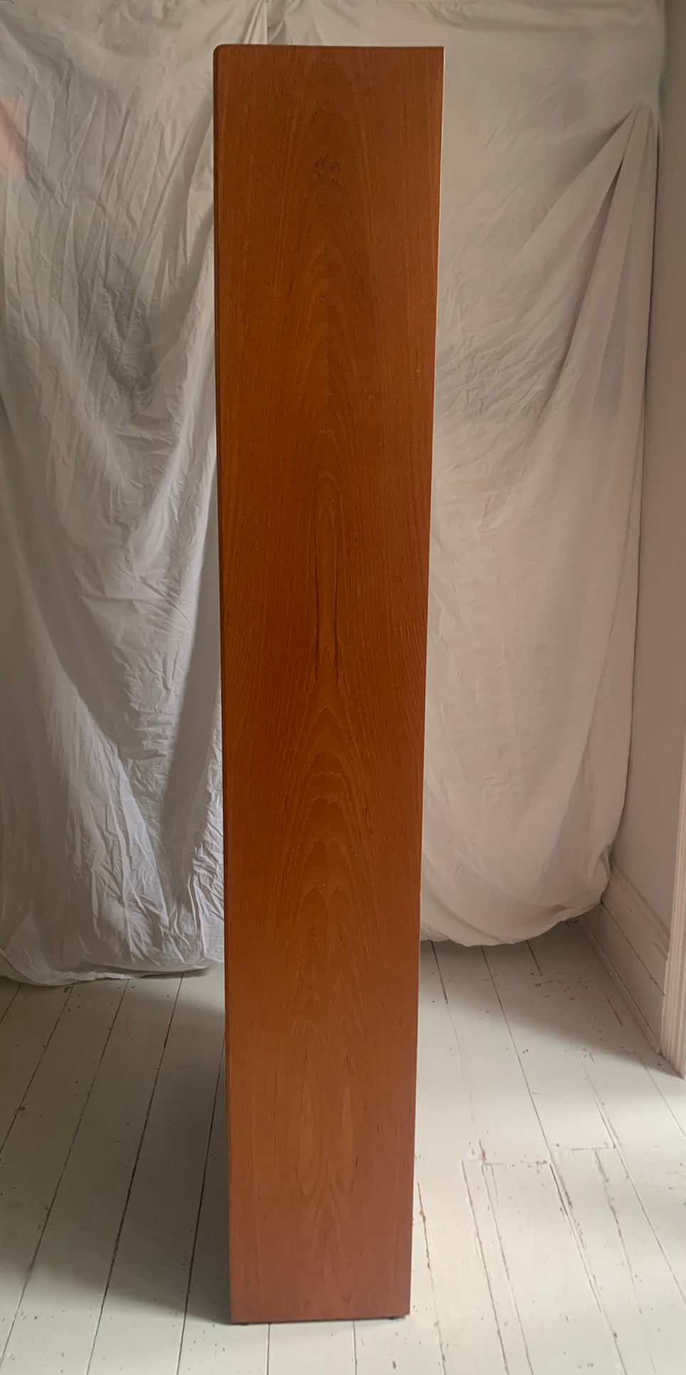 Vintage Mid Century Modern Teak Veneer Tall Bookcase with Six Shelves