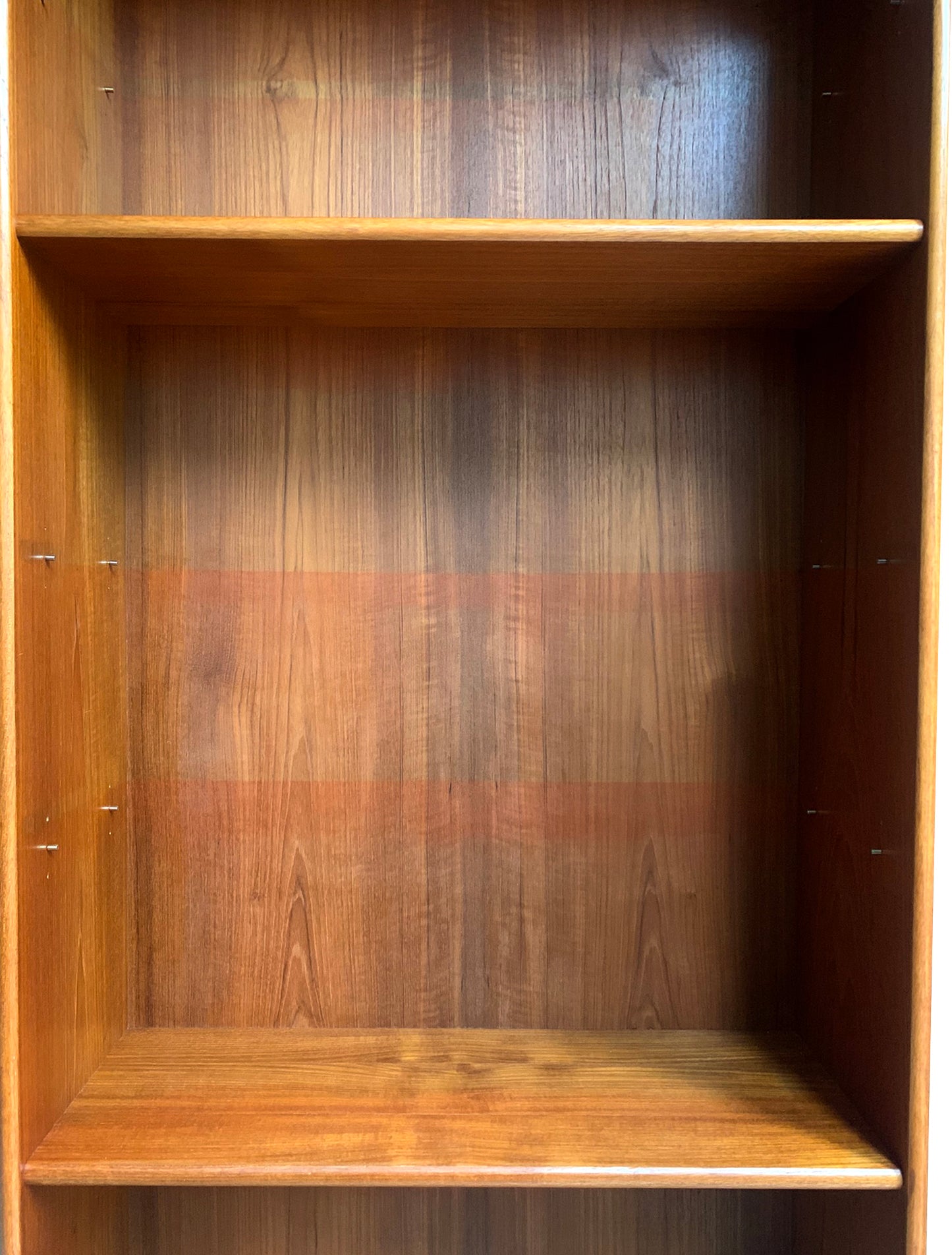 Vintage Mid Century Modern Teak Veneer Tall Bookcase with Six Shelves