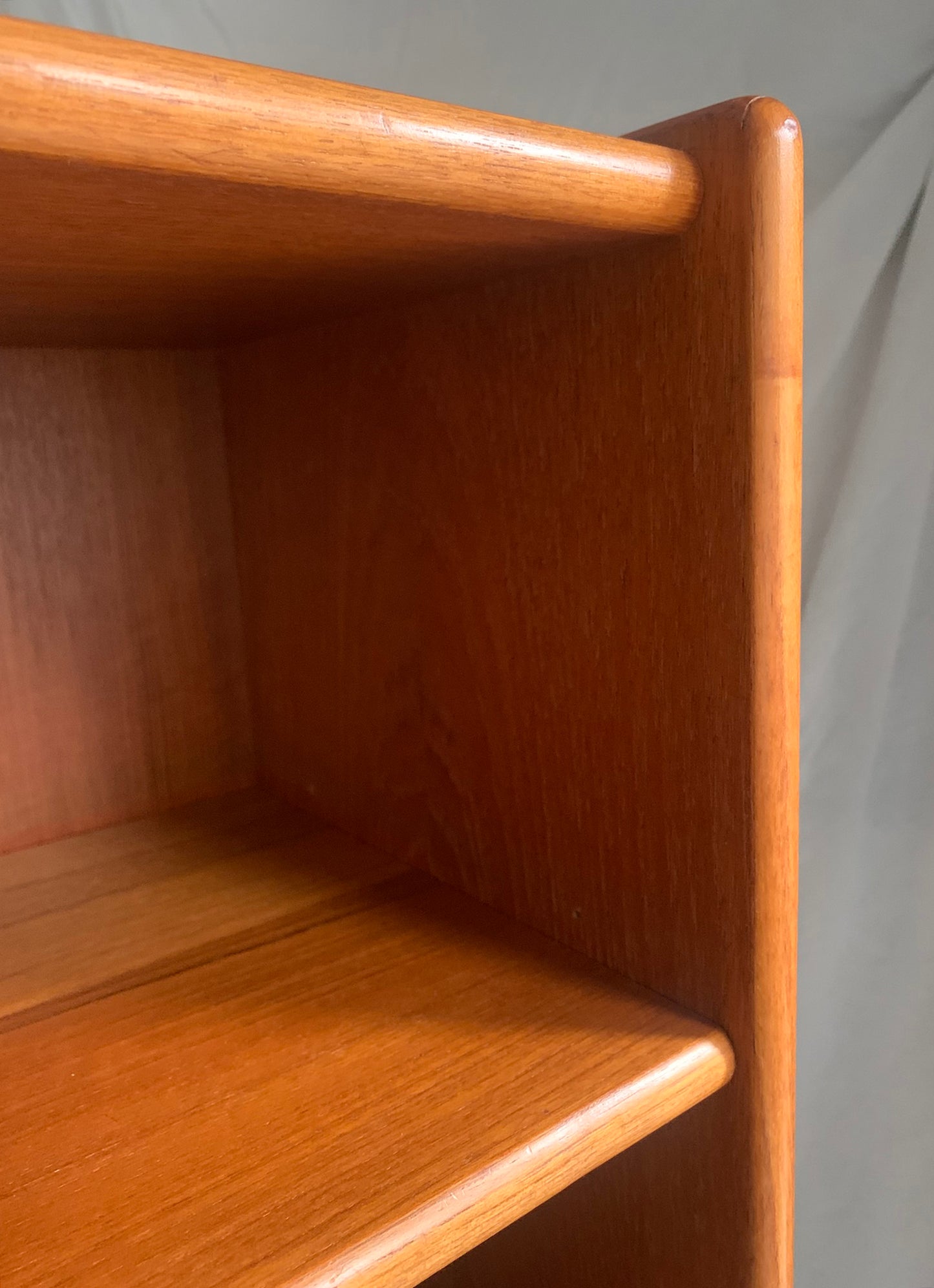 Vintage Mid Century Modern Teak Veneer Tall Bookcase with Six Shelves