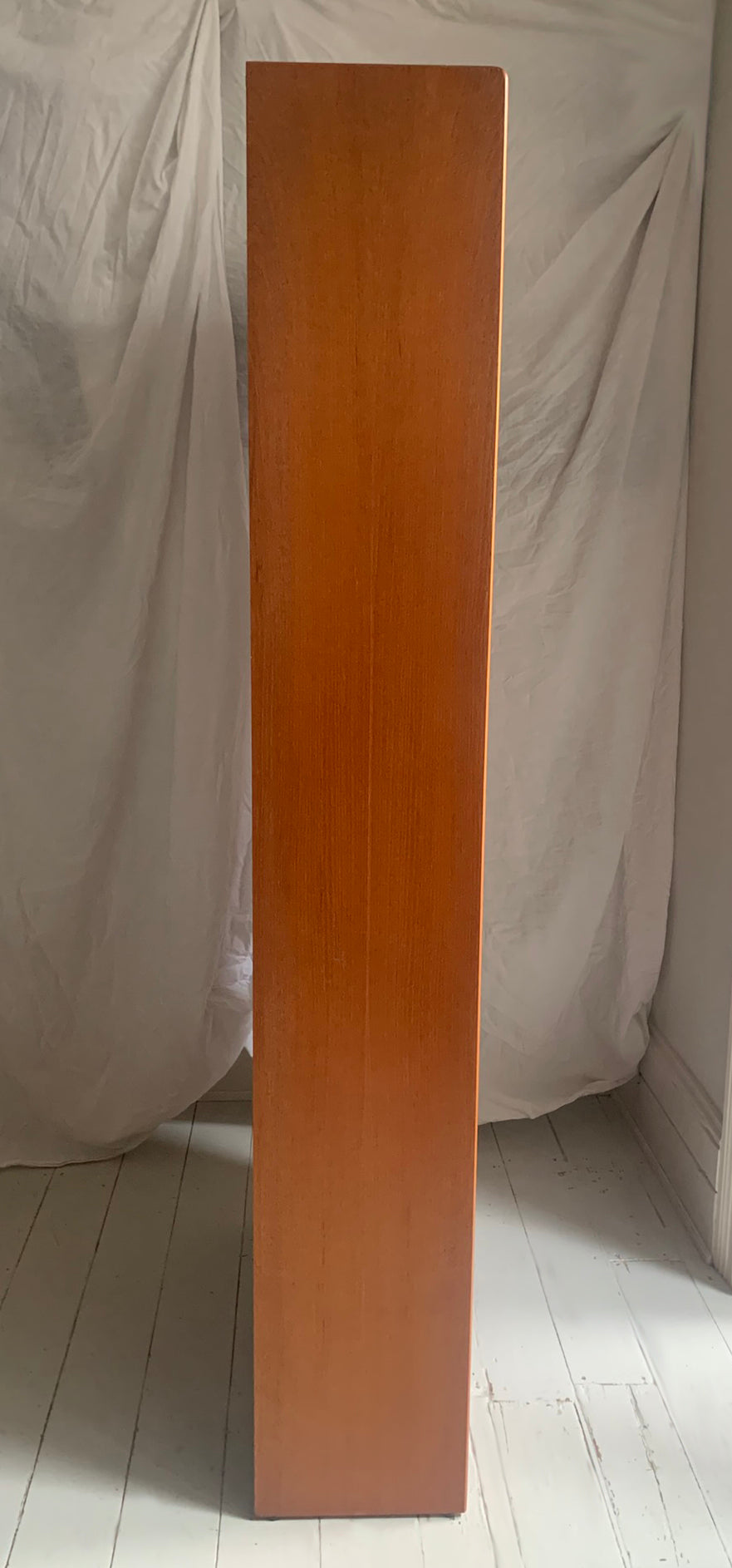 Vintage Mid Century Modern Teak Veneer Tall Bookcase with Six Shelves