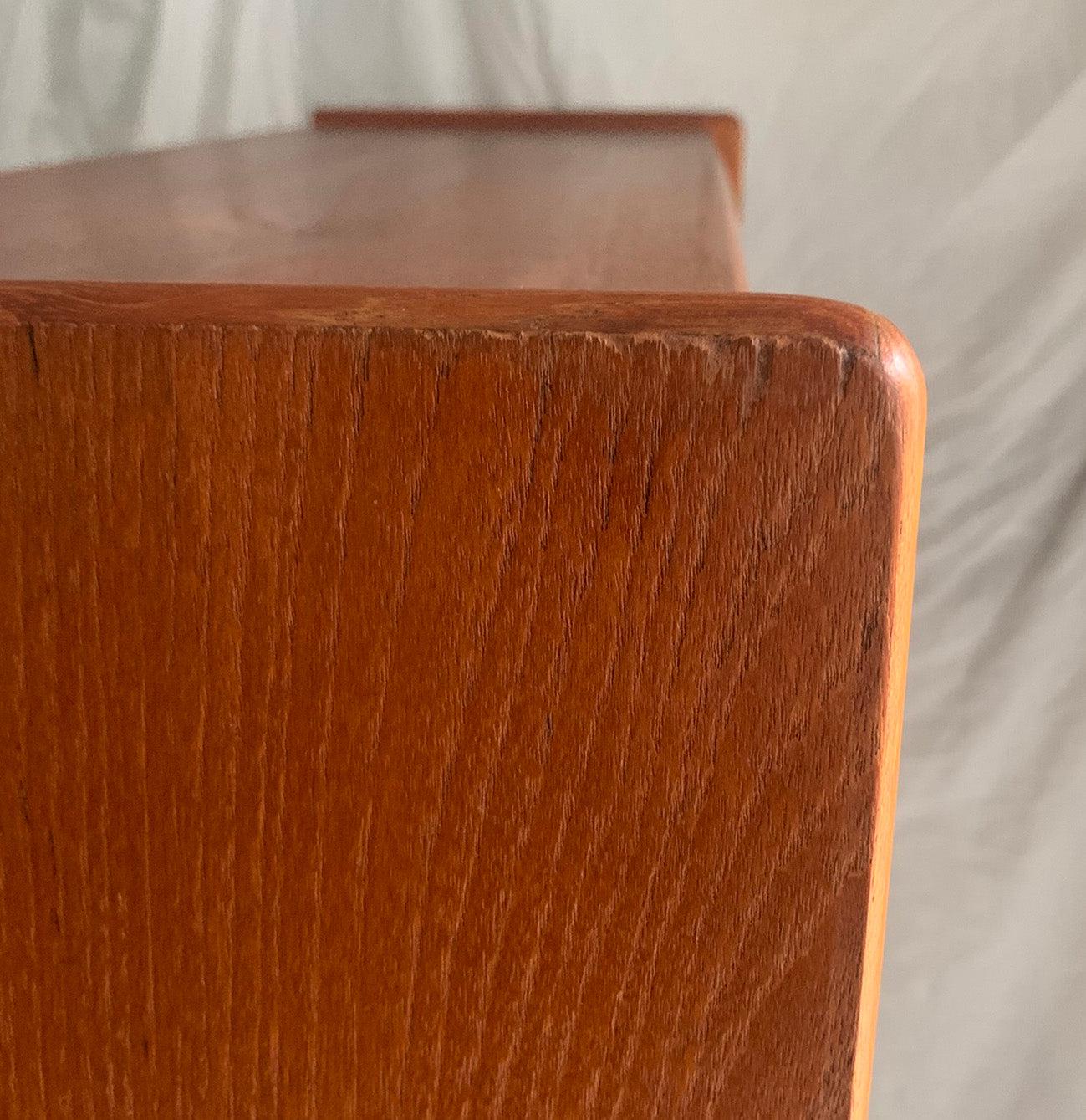 Vintage Mid Century Modern Teak Veneer Tall Bookcase with Six Shelves