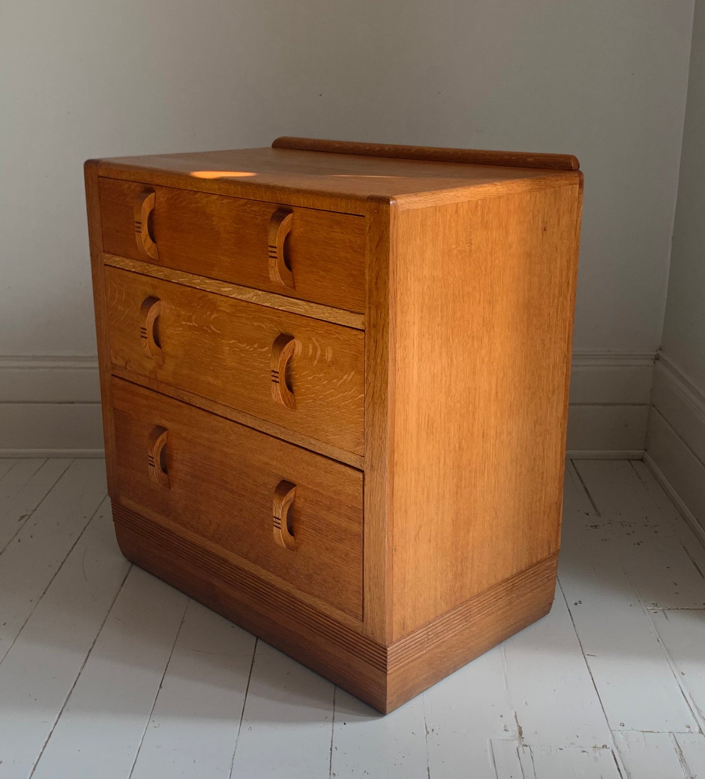 Vintage Mid Century Oak Three Drawer Chest of Drawers, Beautiful Detailing