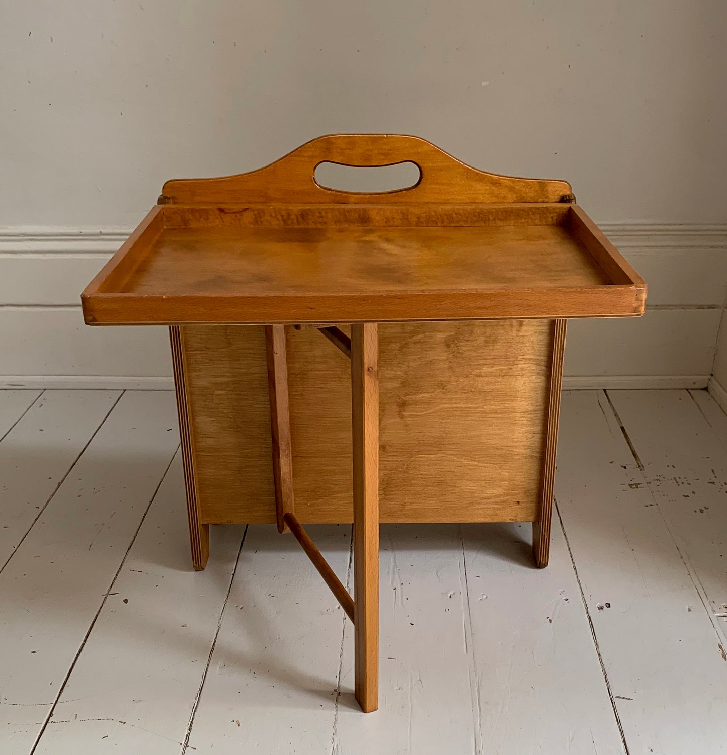 Mid Century Plywood Magazine Rack / Folding Side Table by Haxyes