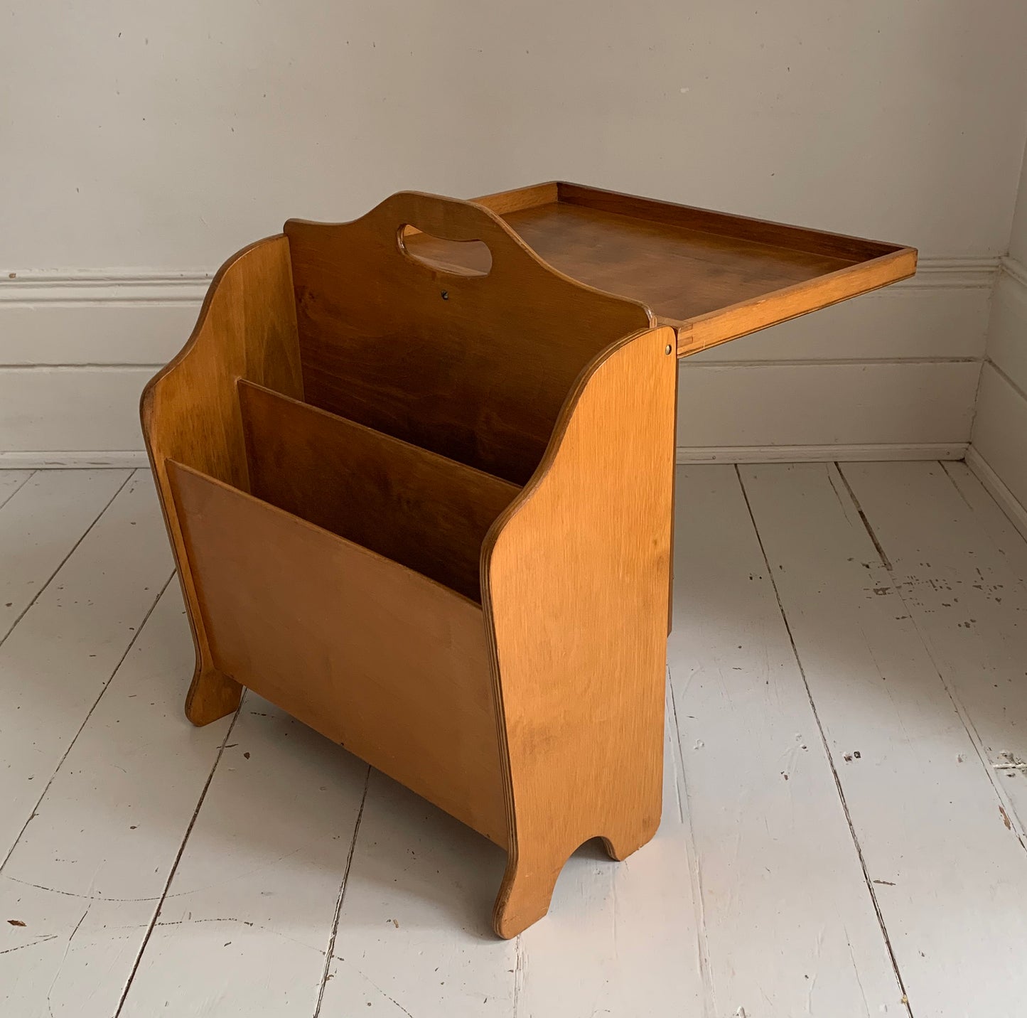 Mid Century Plywood Magazine Rack / Folding Side Table by Haxyes