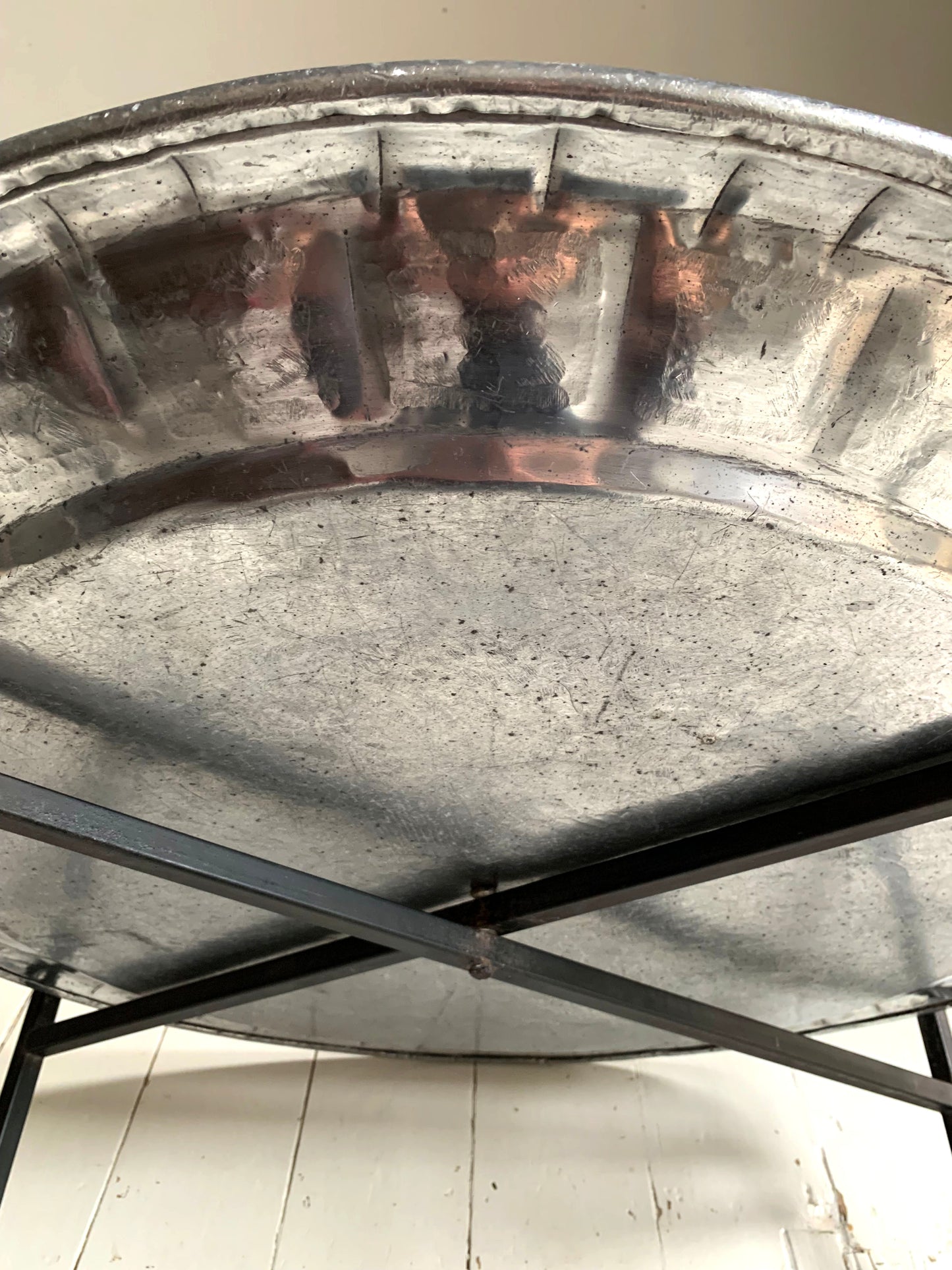 Vintage Middle Eastern/Moroccan Round Aluminium Engraved Folding Coffee Table