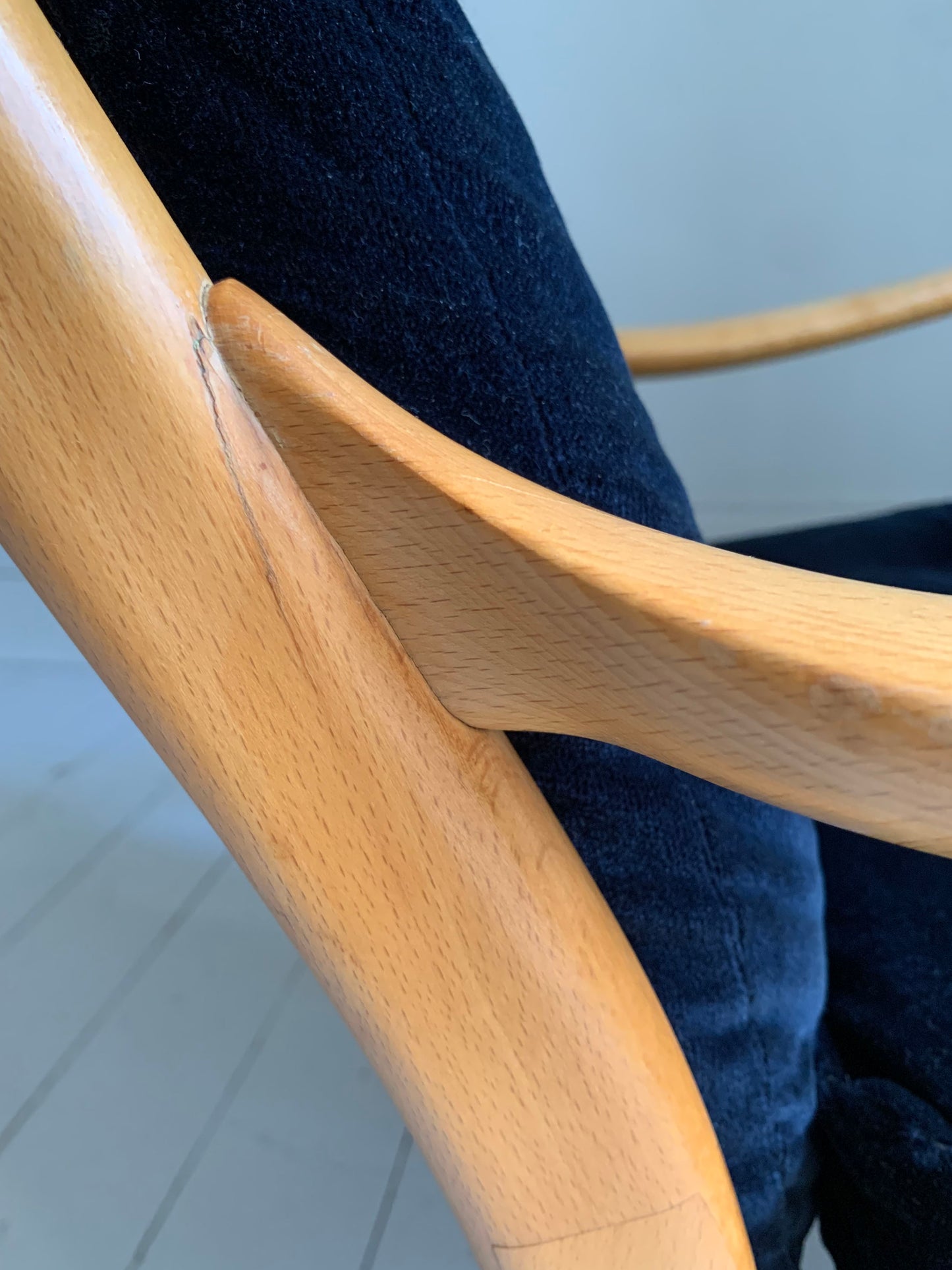 Vintage Parker Knoll Florian PK988/1023 Arm Chair, Midnight Blue Velvet Cushions