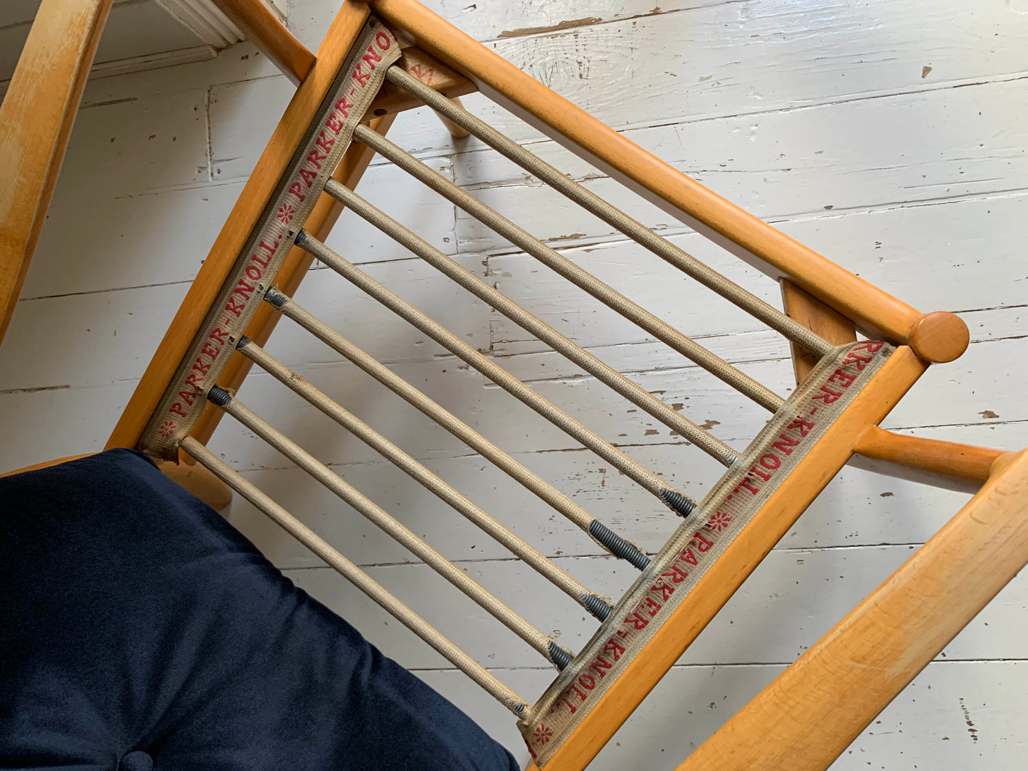 Vintage Parker Knoll Florian PK988/1023 Arm Chair, Midnight Blue Velvet Cushions