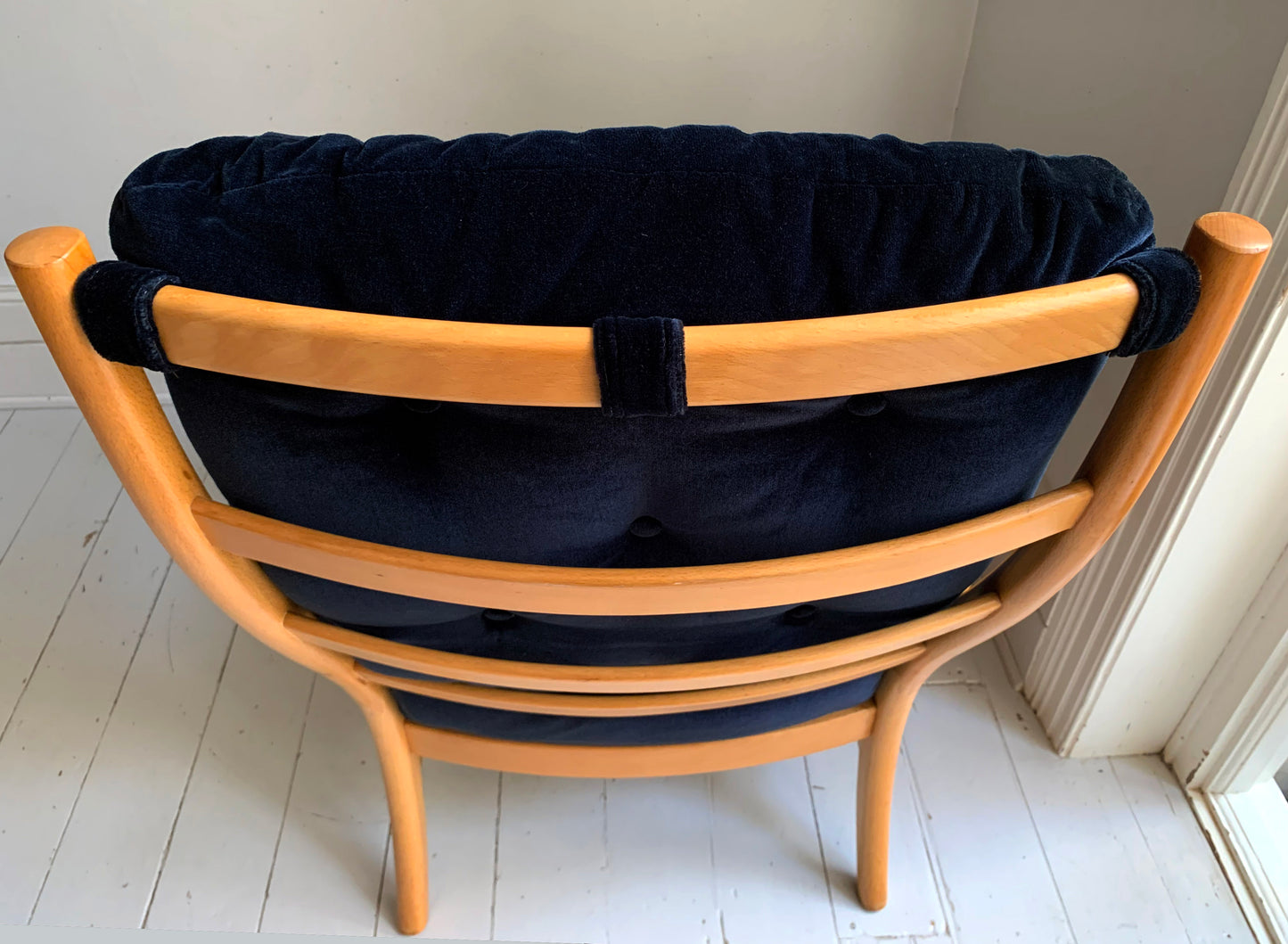 Vintage Parker Knoll Florian PK988/1023 Arm Chair, Midnight Blue Velvet Cushions