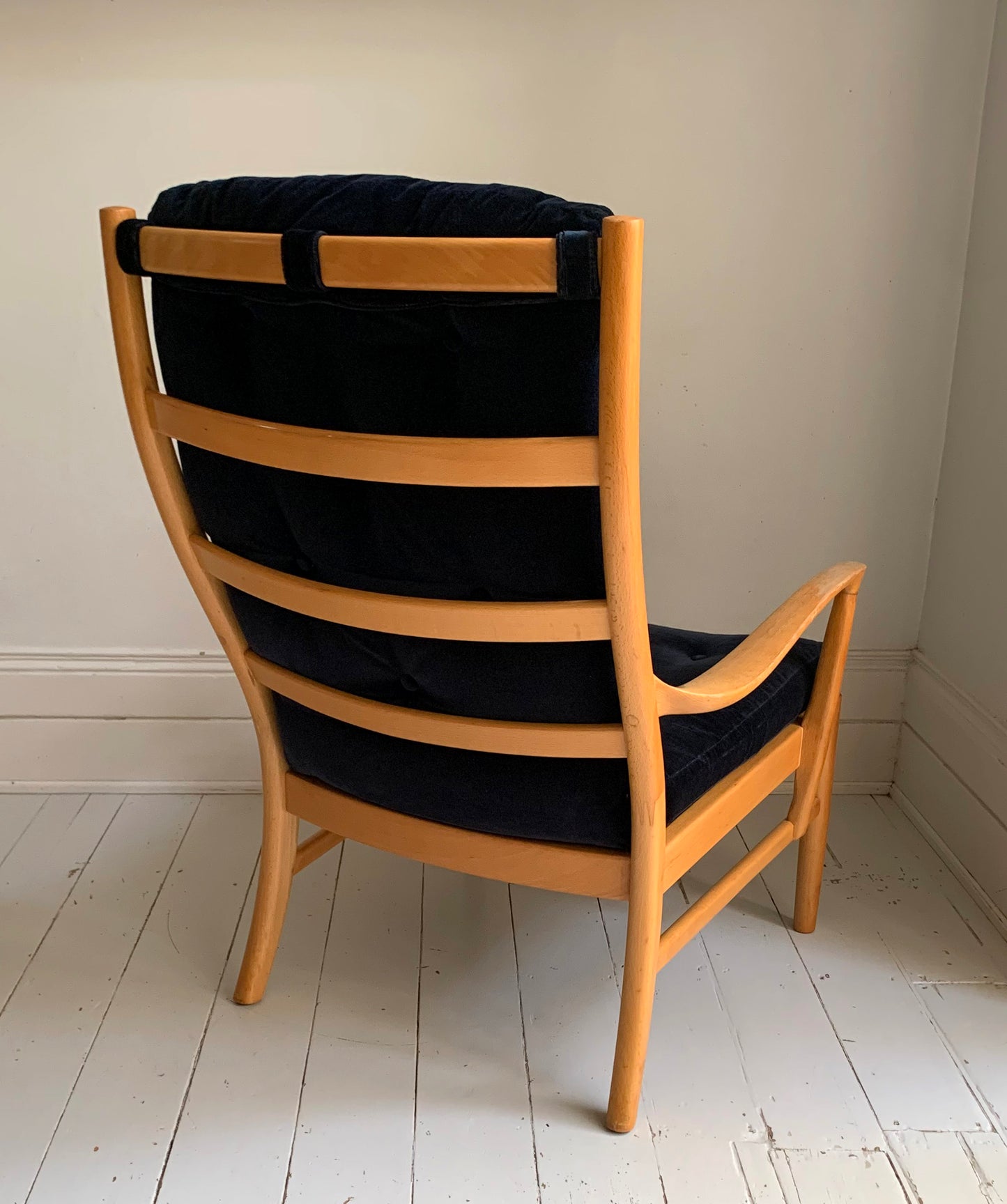 Vintage Parker Knoll Florian PK988/1023 Arm Chair, Midnight Blue Velvet Cushions