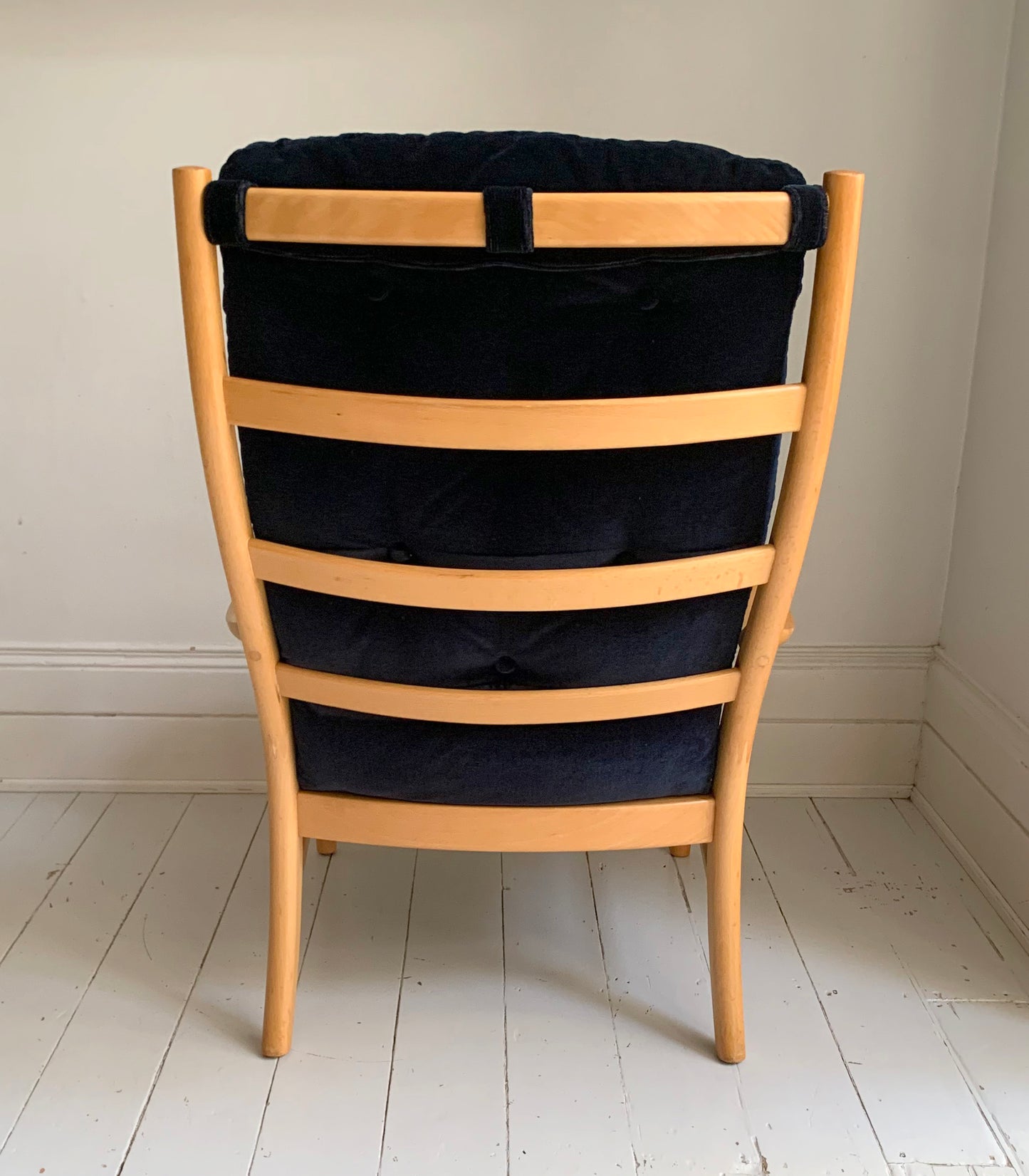 Vintage Parker Knoll Florian PK988/1023 Arm Chair, Midnight Blue Velvet Cushions