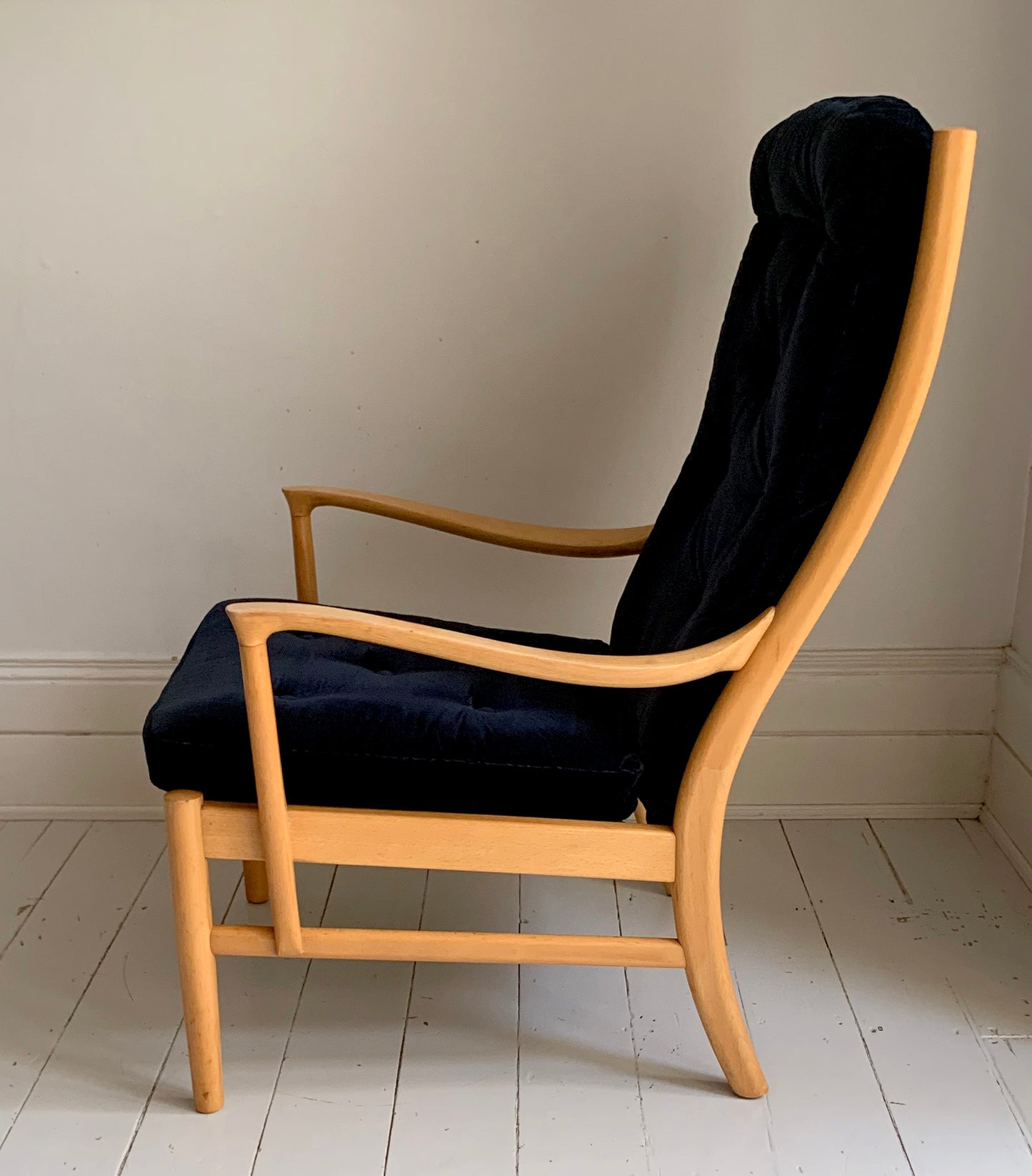 Vintage Parker Knoll Florian PK988/1023 Arm Chair, Midnight Blue Velvet Cushions