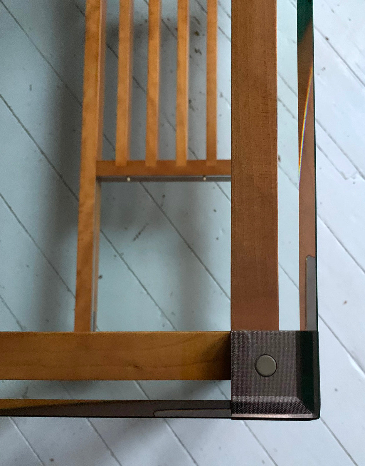 Stunning Vintage Pierre Vandel Paris Glass, Mahogany & Copper Console Hall Table