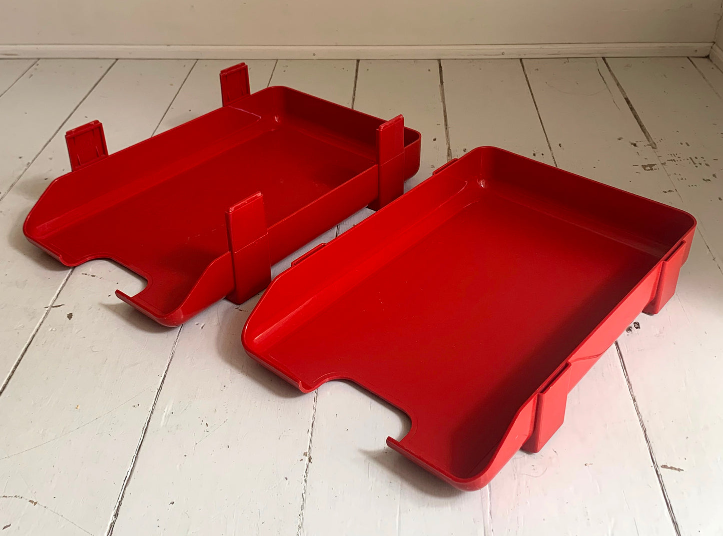 Vintage Red Plastic Stacking Letter Tray by Twinlock, A4+ Size